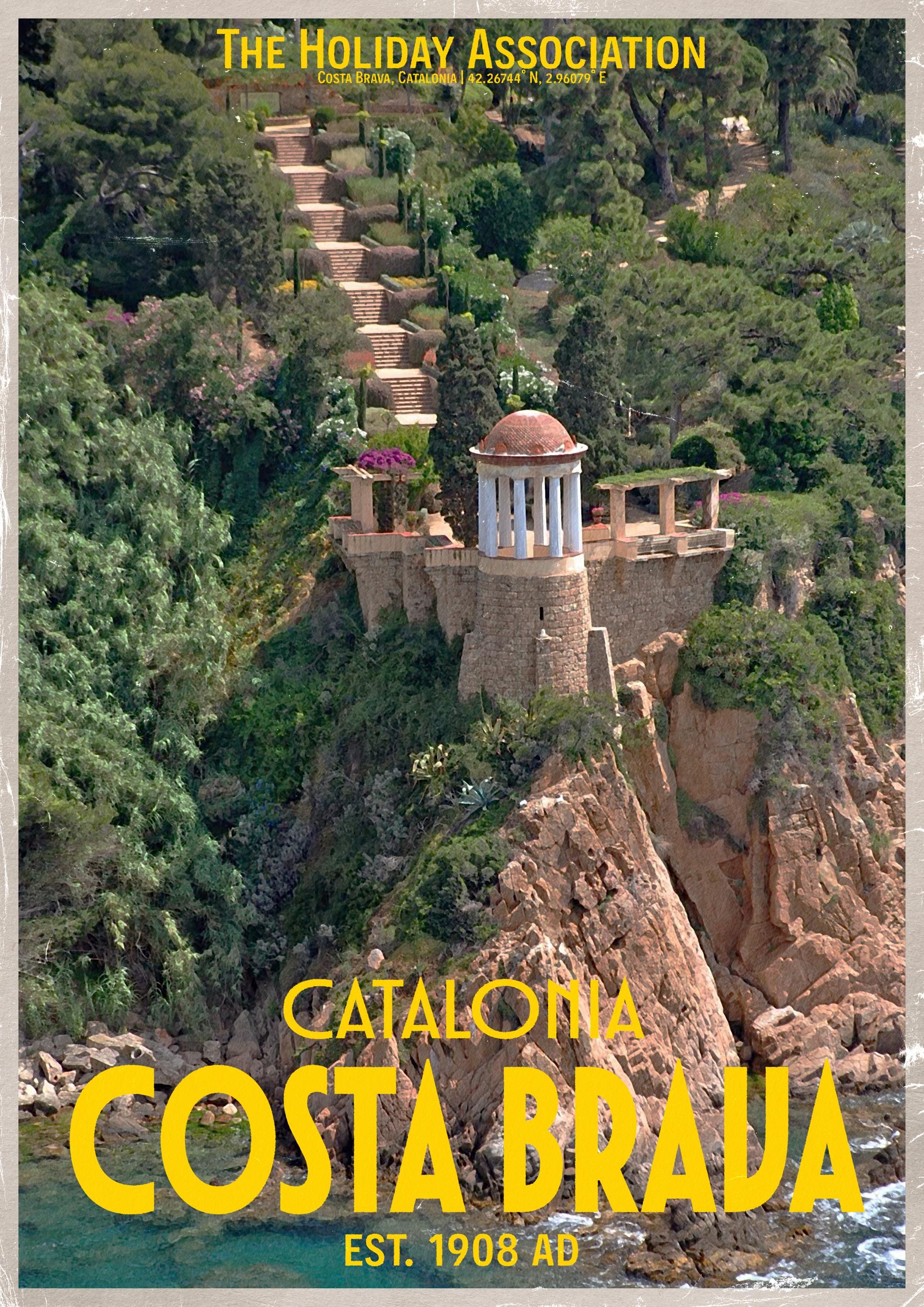 Costa Brava Holiday Poster | Travel Wall Art | Vintage Holiday Print | Summer Vacation Poster | Retro Catalonia Poster