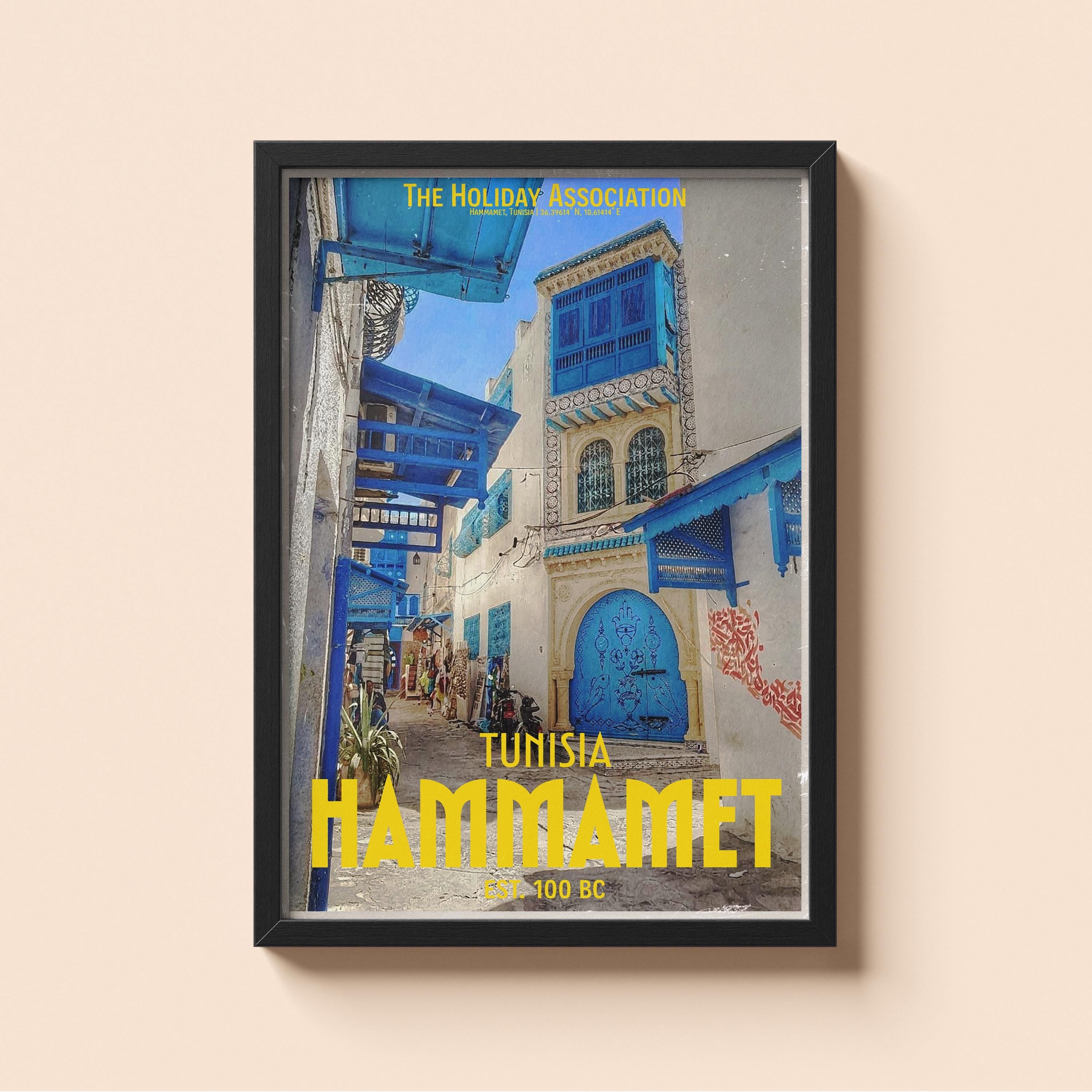 Hammamet Holiday Poster | Travel Wall Art | Vintage Holiday Print | Summer Vacation Poster | Retro Tunisian Poster