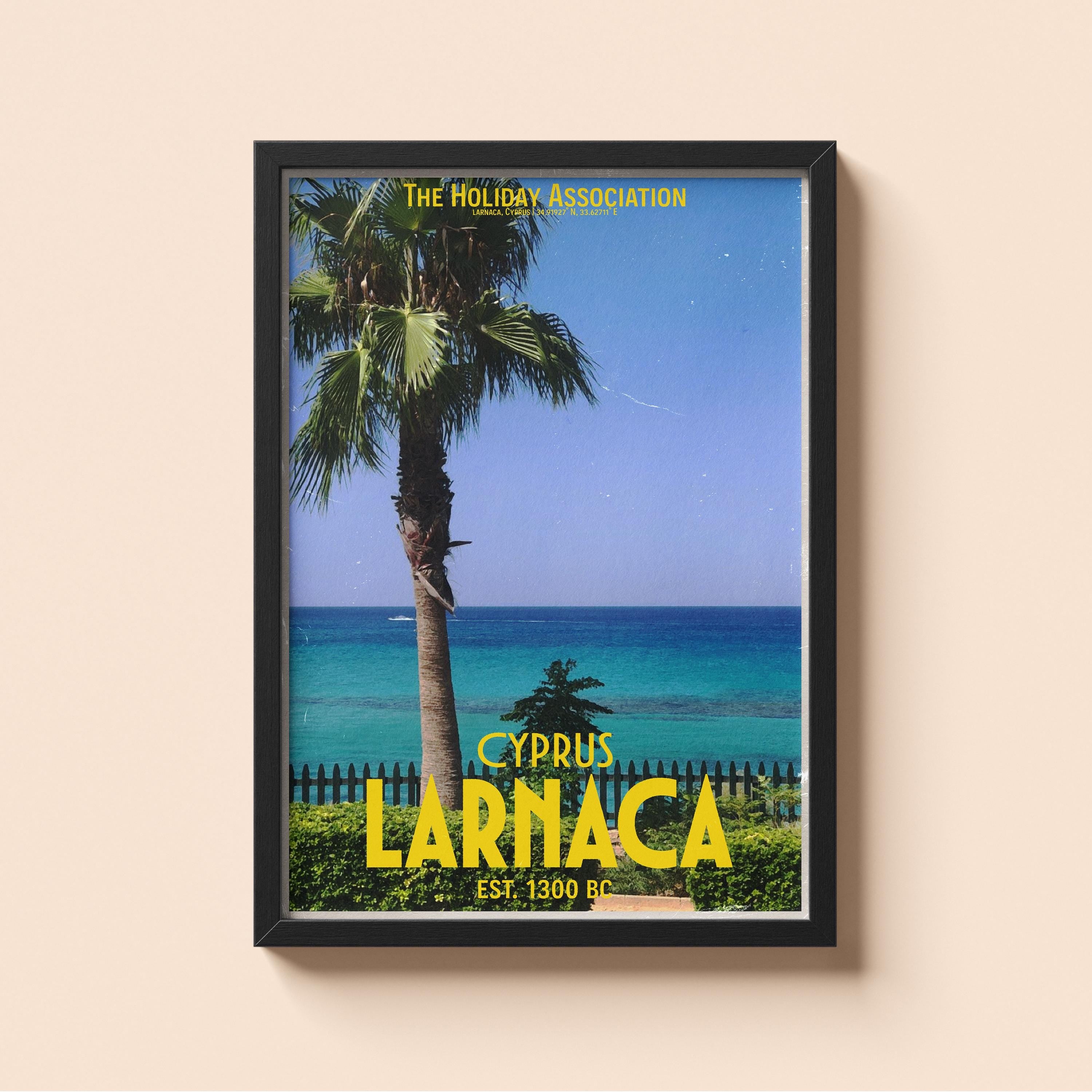 Larnaca Holiday Poster | Travel Wall Art | Vintage Holiday Print | Summer Vacation Poster | Retro Cypriot Poster