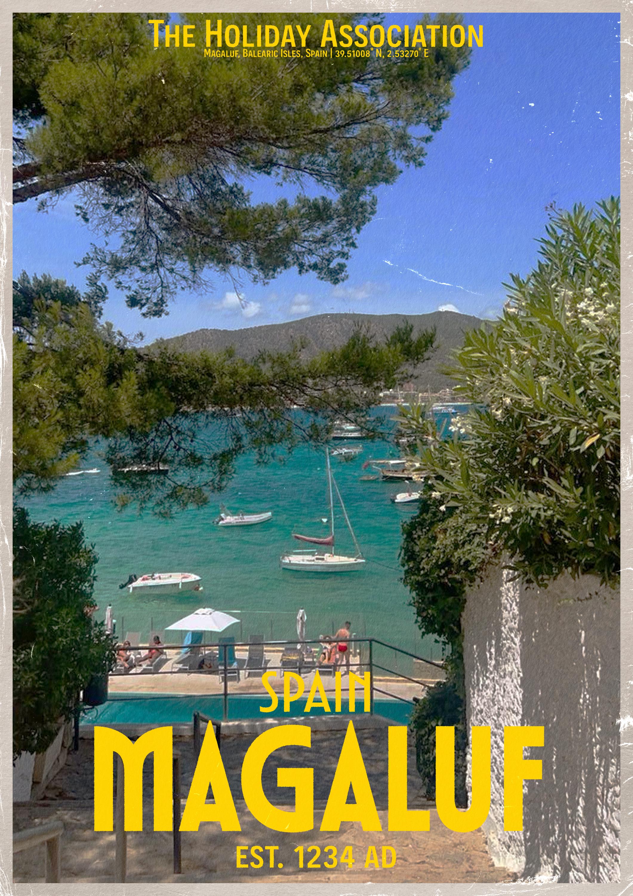 Magaluf Holiday Poster | Travel Wall Art | Vintage Holiday Print | Summer Vacation Poster | Retro Spanish Poster