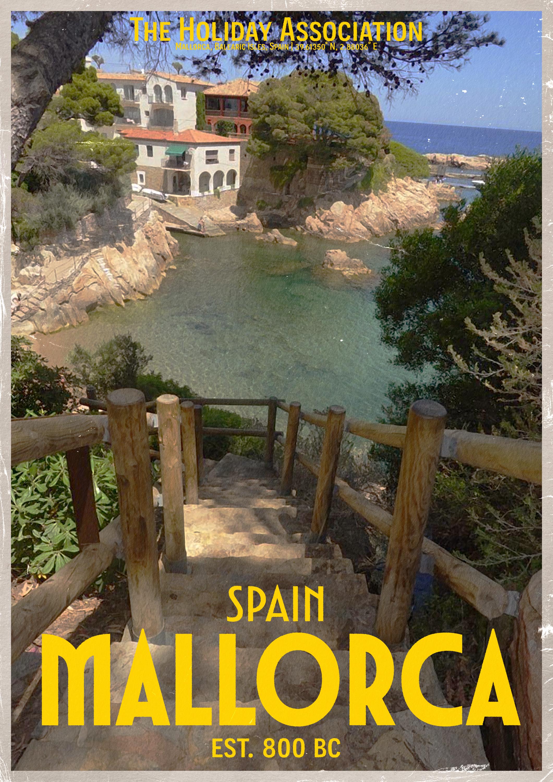 Mallorca Holiday Poster | Travel Wall Art | Vintage Holiday Print | Summer Vacation Poster | Retro Spanish Poster
