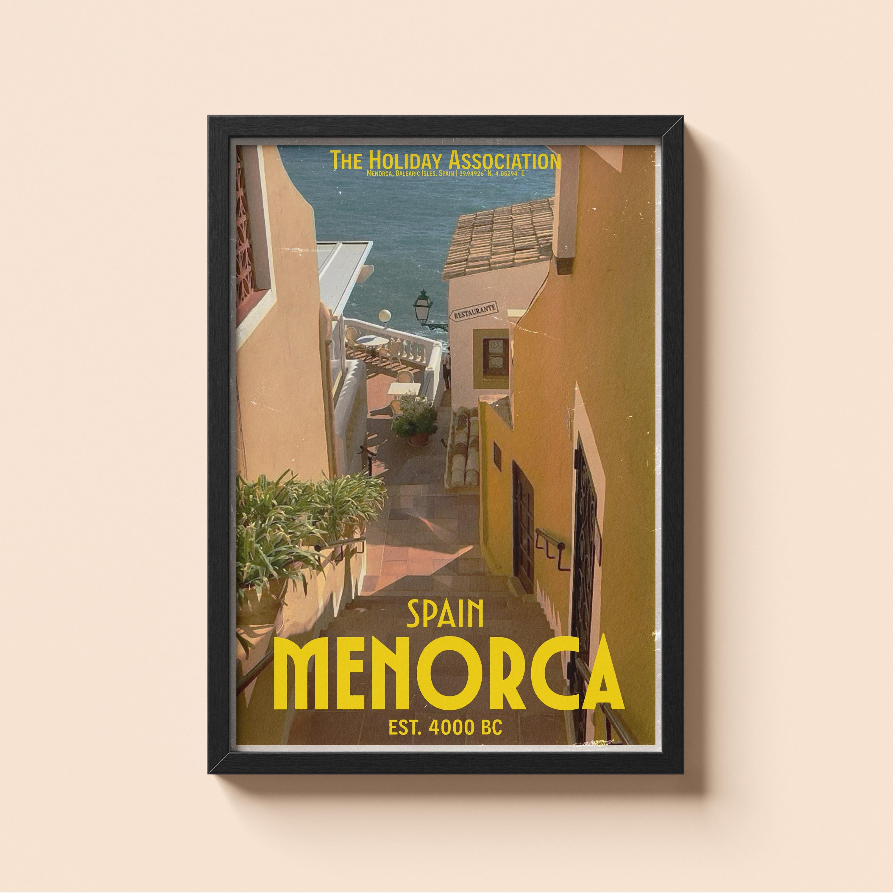 Menorca Holiday Poster | Travel Wall Art | Vintage Holiday Print | Summer Vacation Poster | Retro Spanish Poster