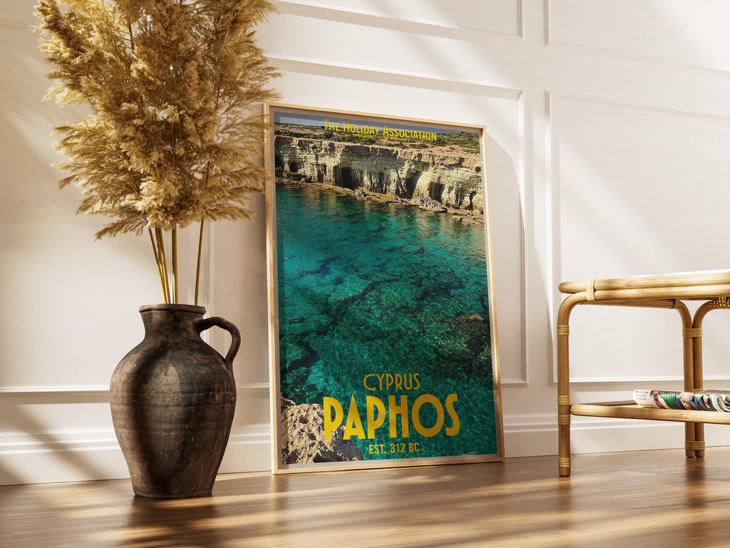 Paphos Holiday Poster | Travel Wall Art | Vintage Holiday Print | Summer Vacation Poster | Retro Cypriot Poster
