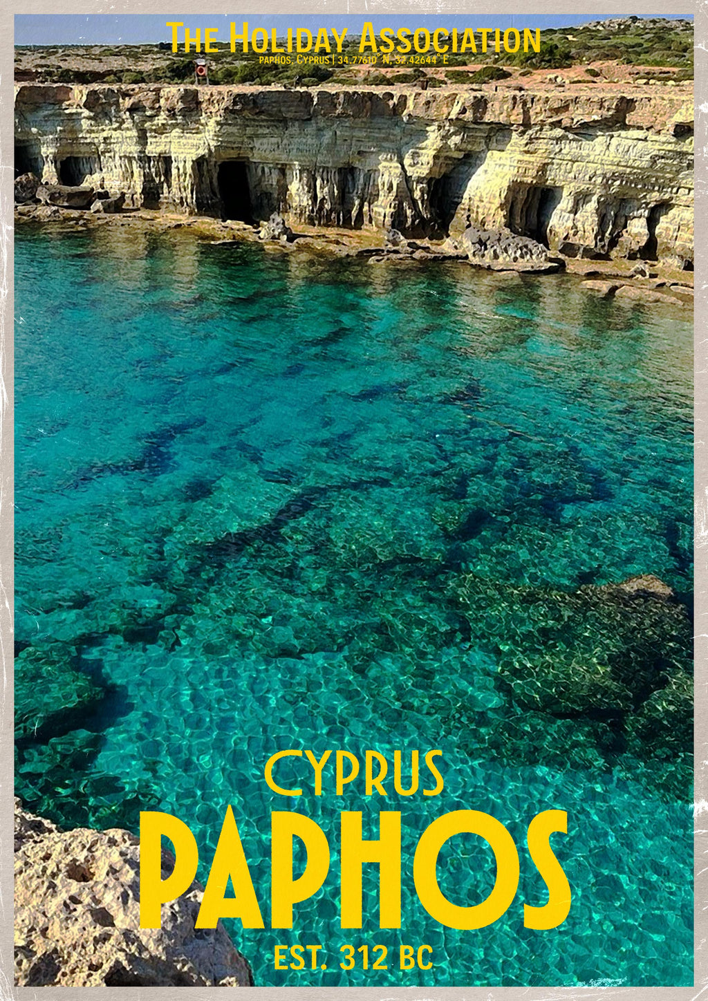 Paphos Holiday Poster | Travel Wall Art | Vintage Holiday Print | Summer Vacation Poster | Retro Cypriot Poster
