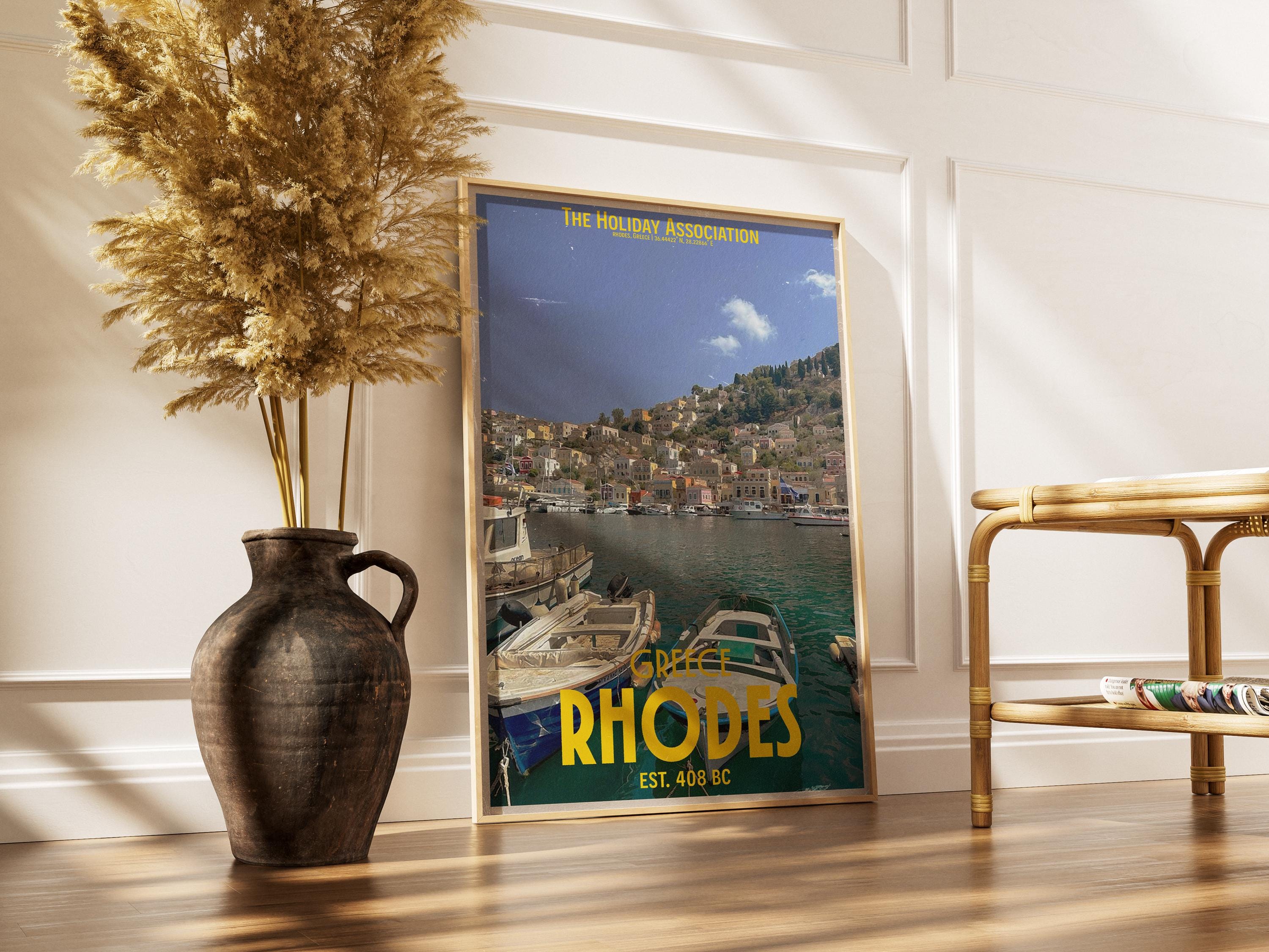 Rhodes Holiday Poster | Travel Wall Art | Vintage Holiday Print | Summer Vacation Poster | Retro Greek Poster