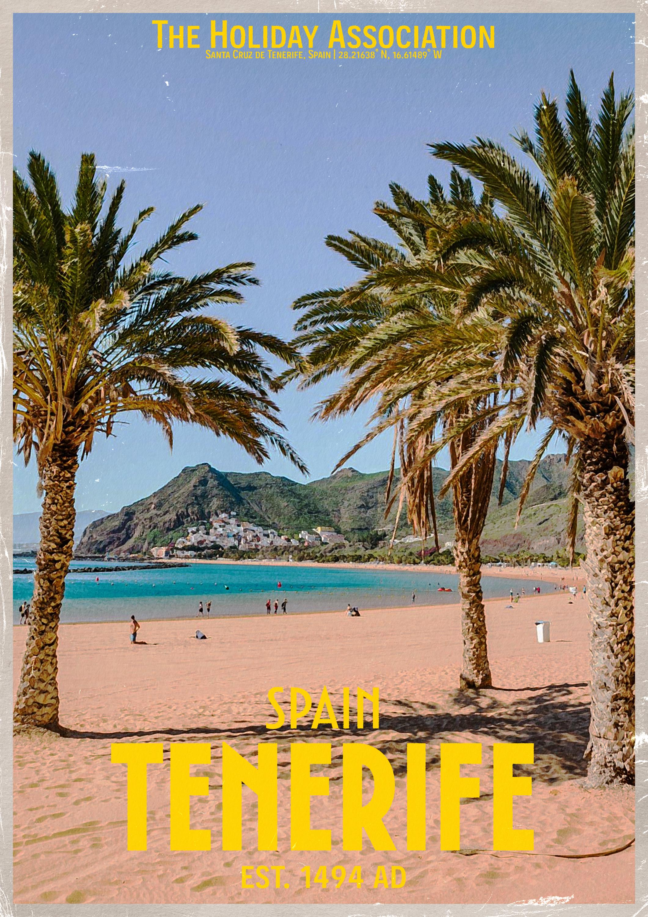 Tenerife Holiday Poster | Travel Wall Art | Vintage Holiday Print | Summer Vacation Poster | Retro Spanish Poster