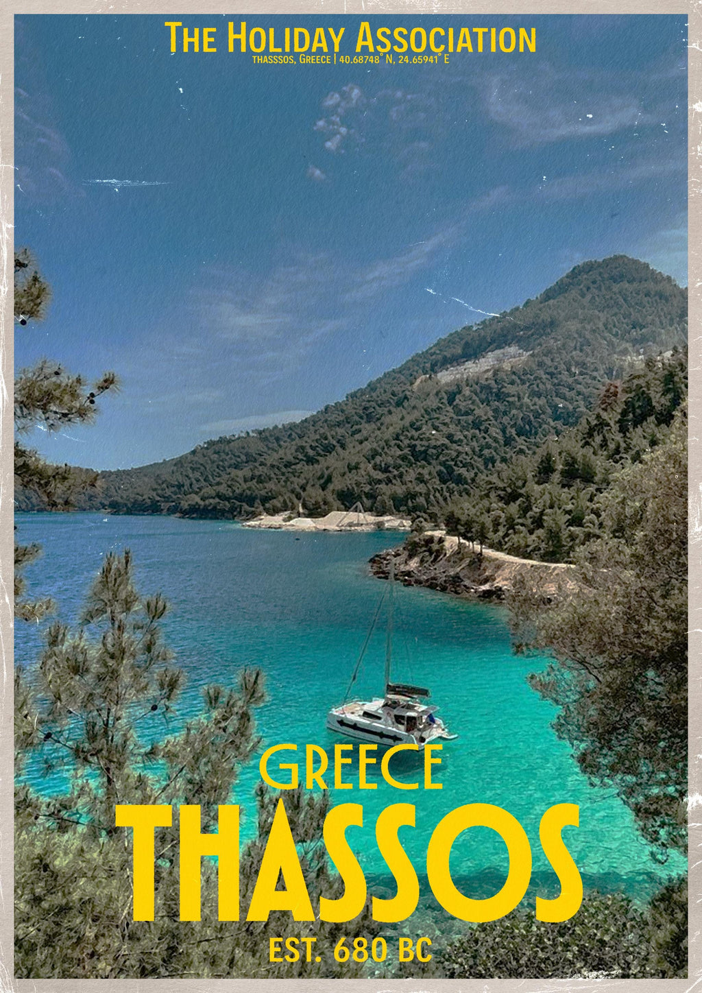 Thassos Holiday Poster | Travel Wall Art | Vintage Holiday Print | Summer Vacation Poster | Retro Greek Poster