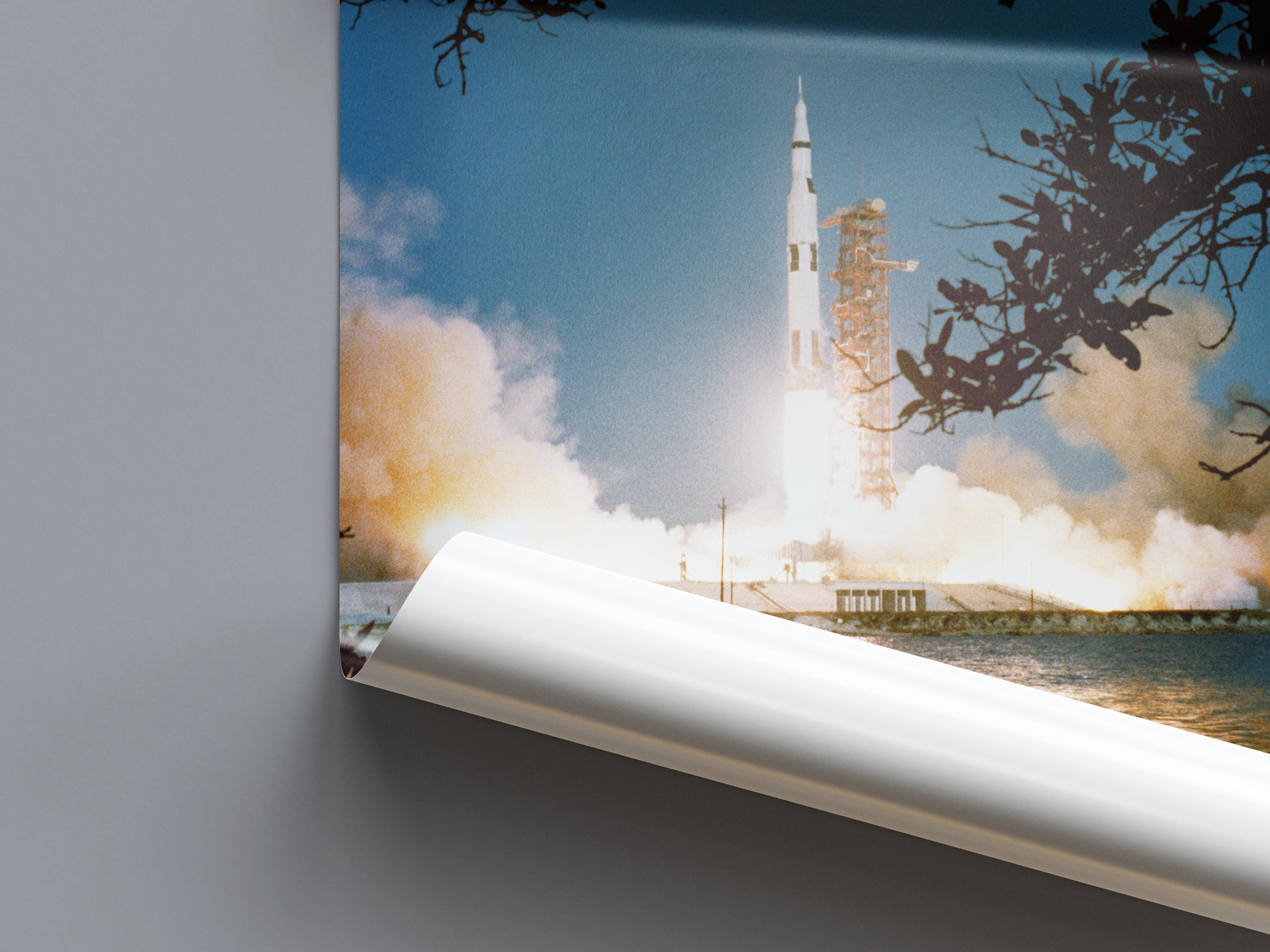 NASA Saturn V Rocket Launch — Vintage Aerospace Art Print