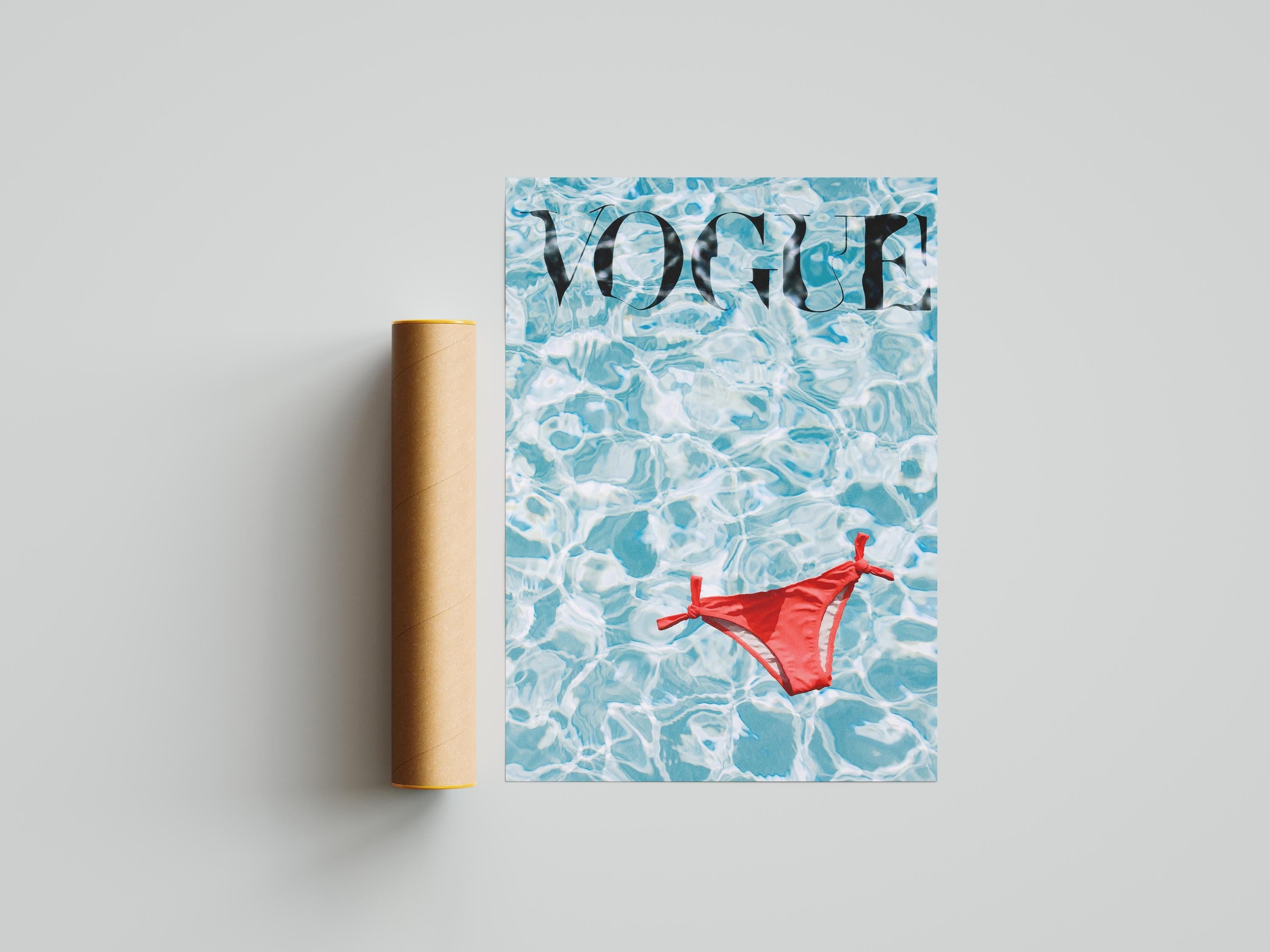 Bikini in the Pool Minimalist Magazine Print | Old Money Poster | Vintage Vogue Poster
