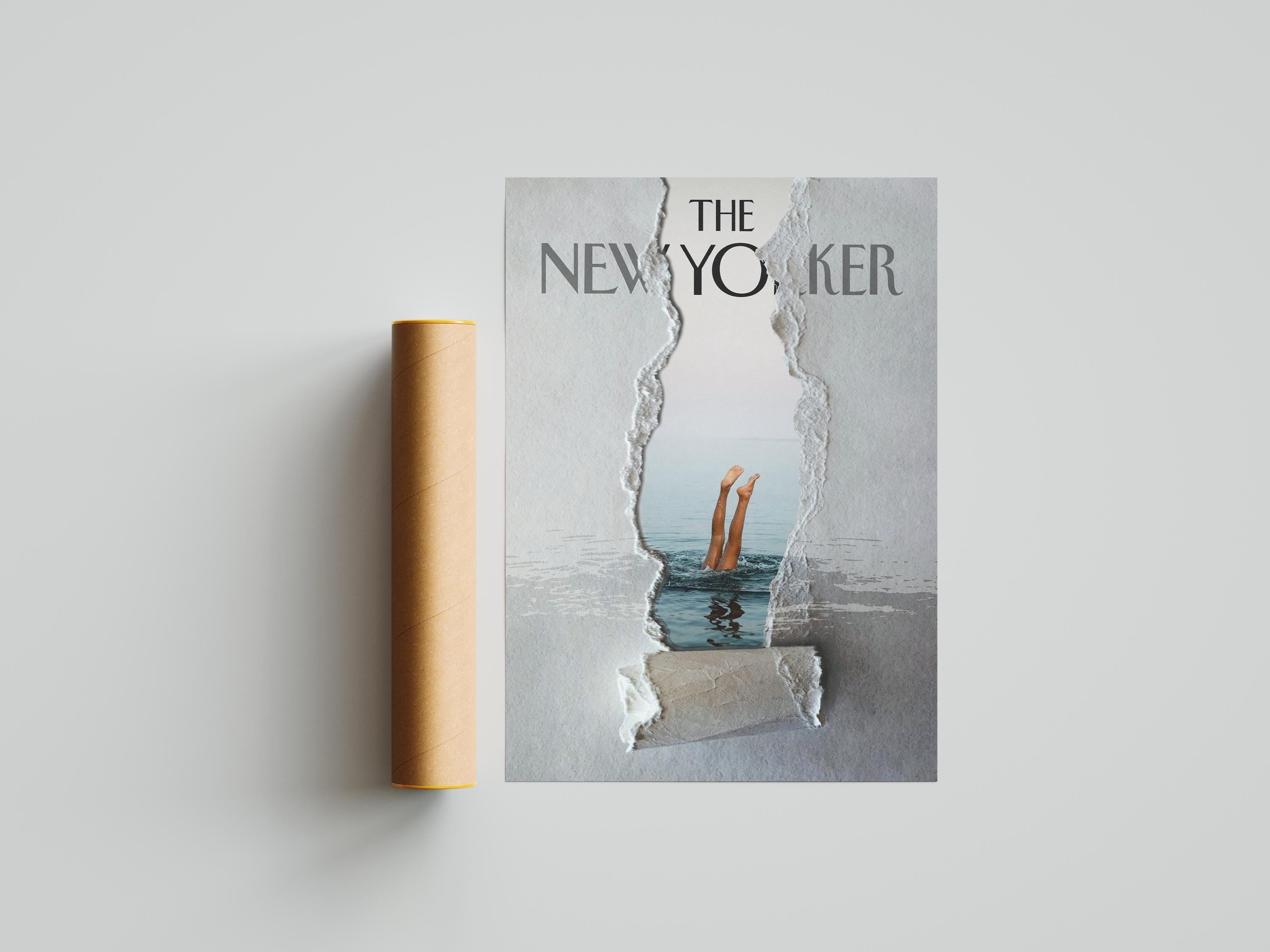 Swimming Stylish Minimalist Magazine Print | Old Money Poster | Vintage New Yorker Poster