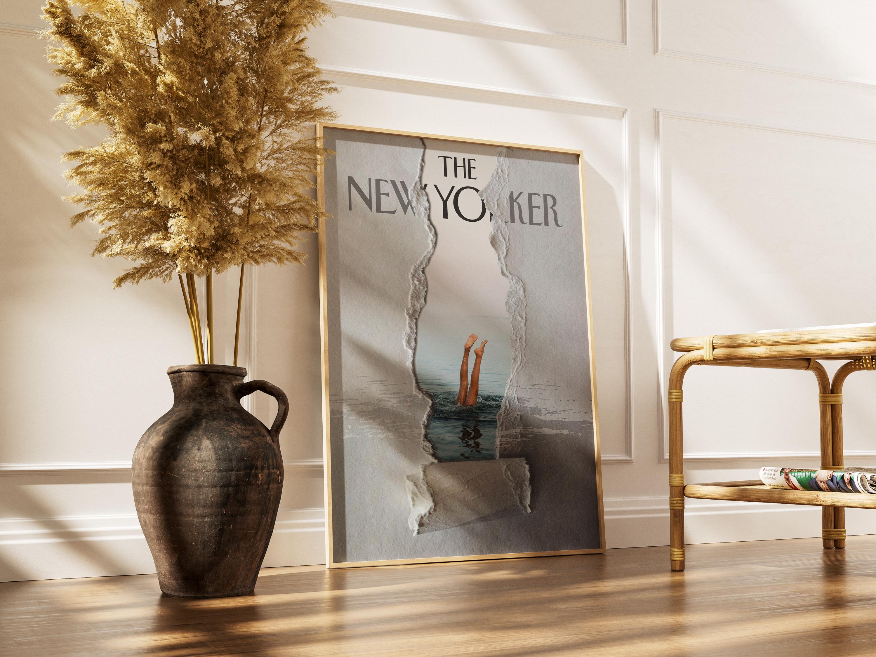 Swimming Stylish Minimalist Magazine Print | Old Money Poster | Vintage New Yorker Poster