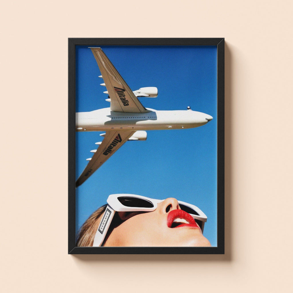 Alitalia Plane Print | Vintage Italian Travel Poster, Retro Aviation Wall Art