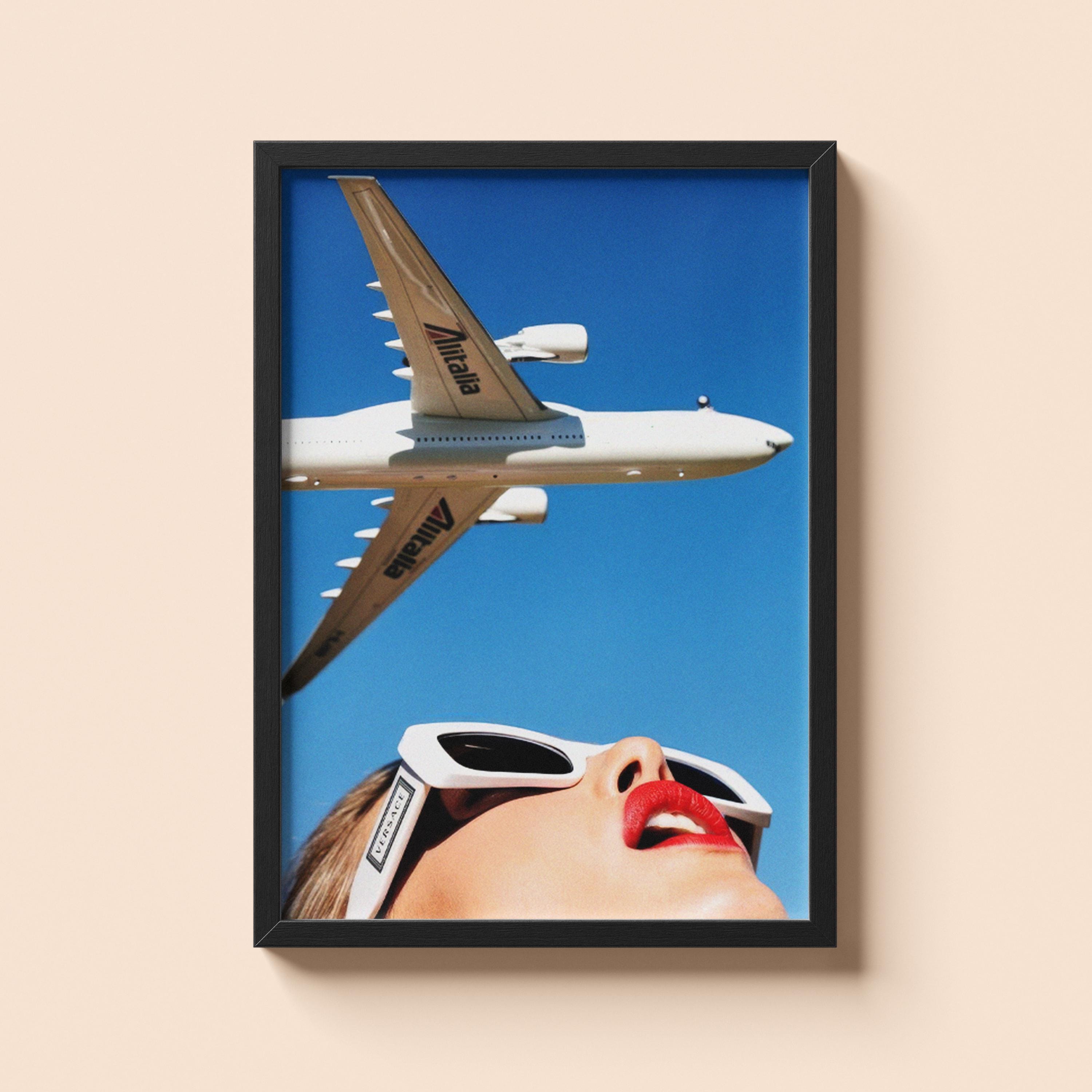 Alitalia Plane Print | Vintage Italian Travel Poster, Retro Aviation Wall Art