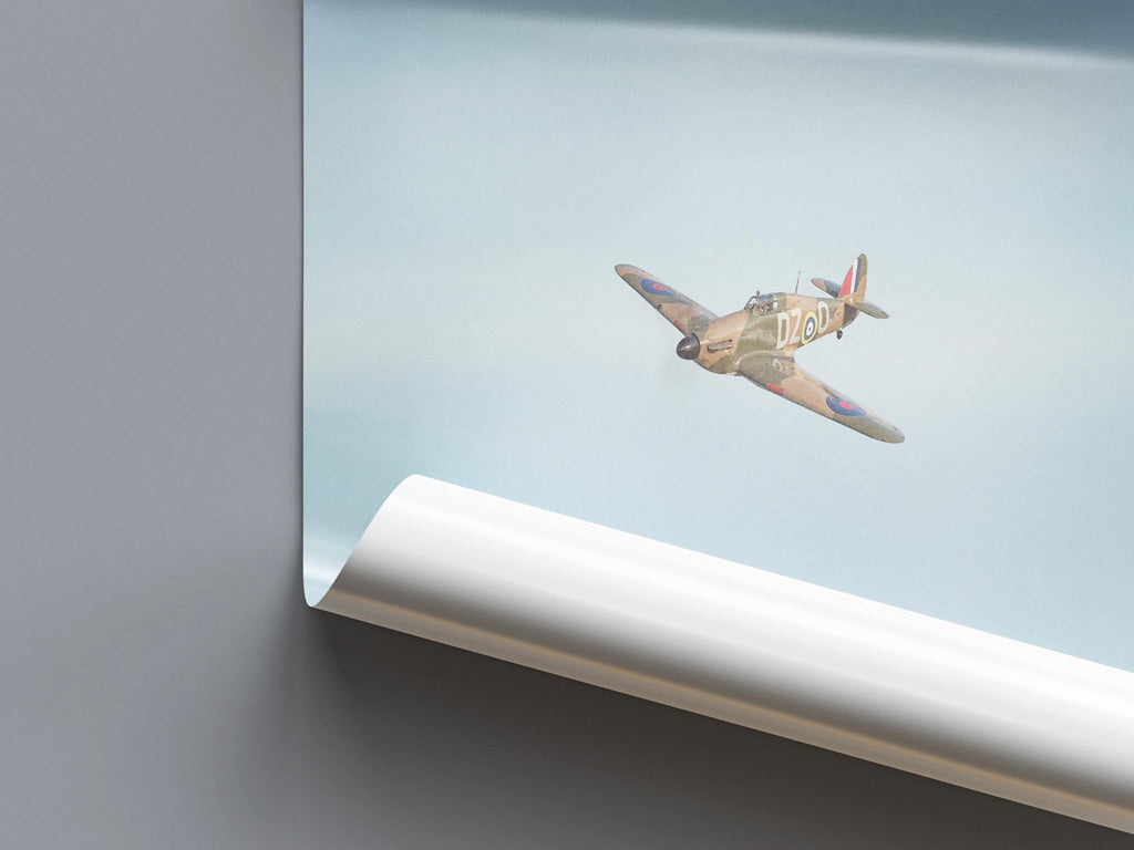 Hawker Hurricane Mk XII — Vintage RAF Aviation Art Print | WW2 Minimalist Poster