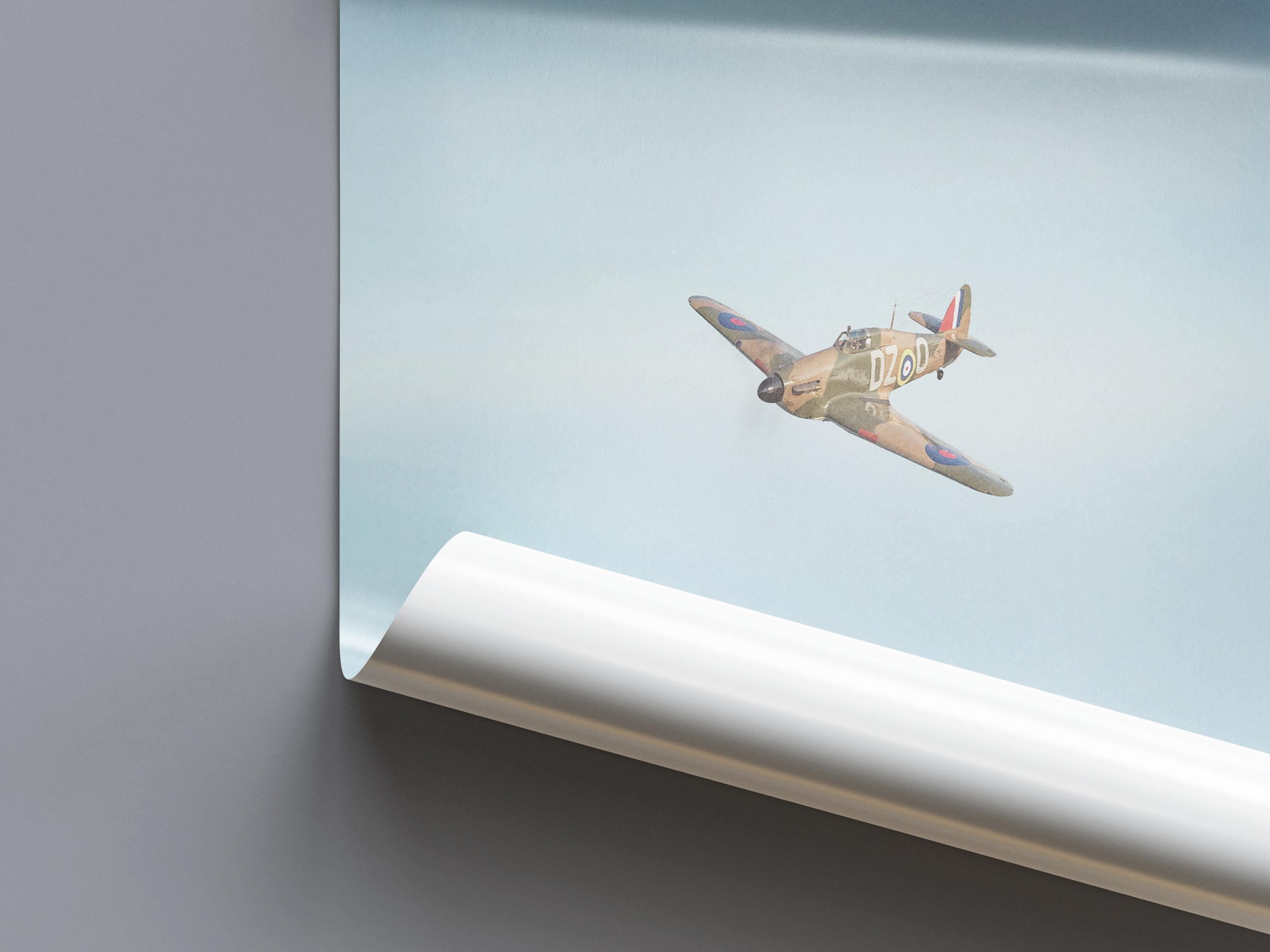Hawker Hurricane Mk XII — Vintage RAF Aviation Art Print | WW2 Minimalist Poster