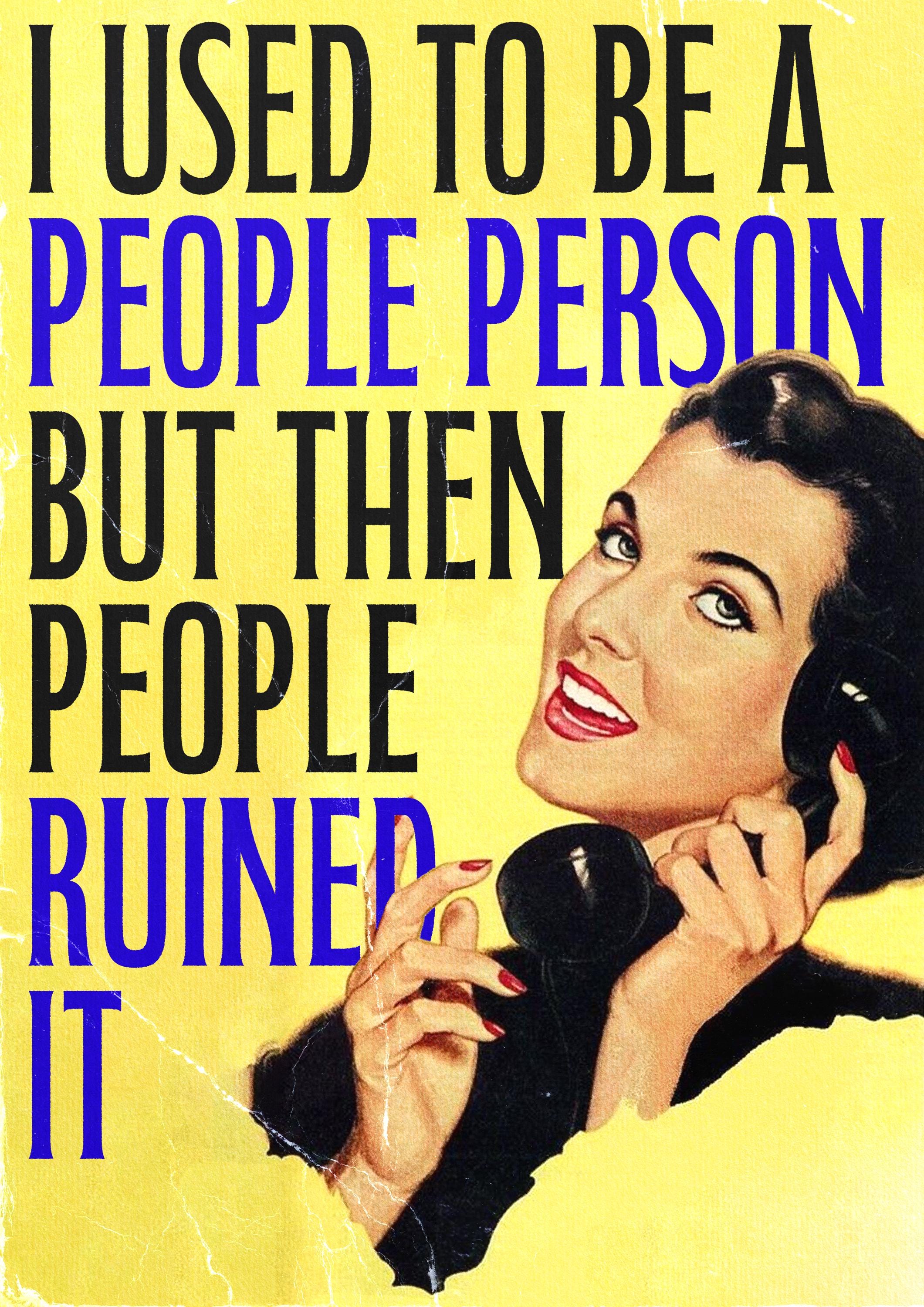 People Person Print | Retro Feminist Humour Poster | Sarcastic Introvert Quote Art