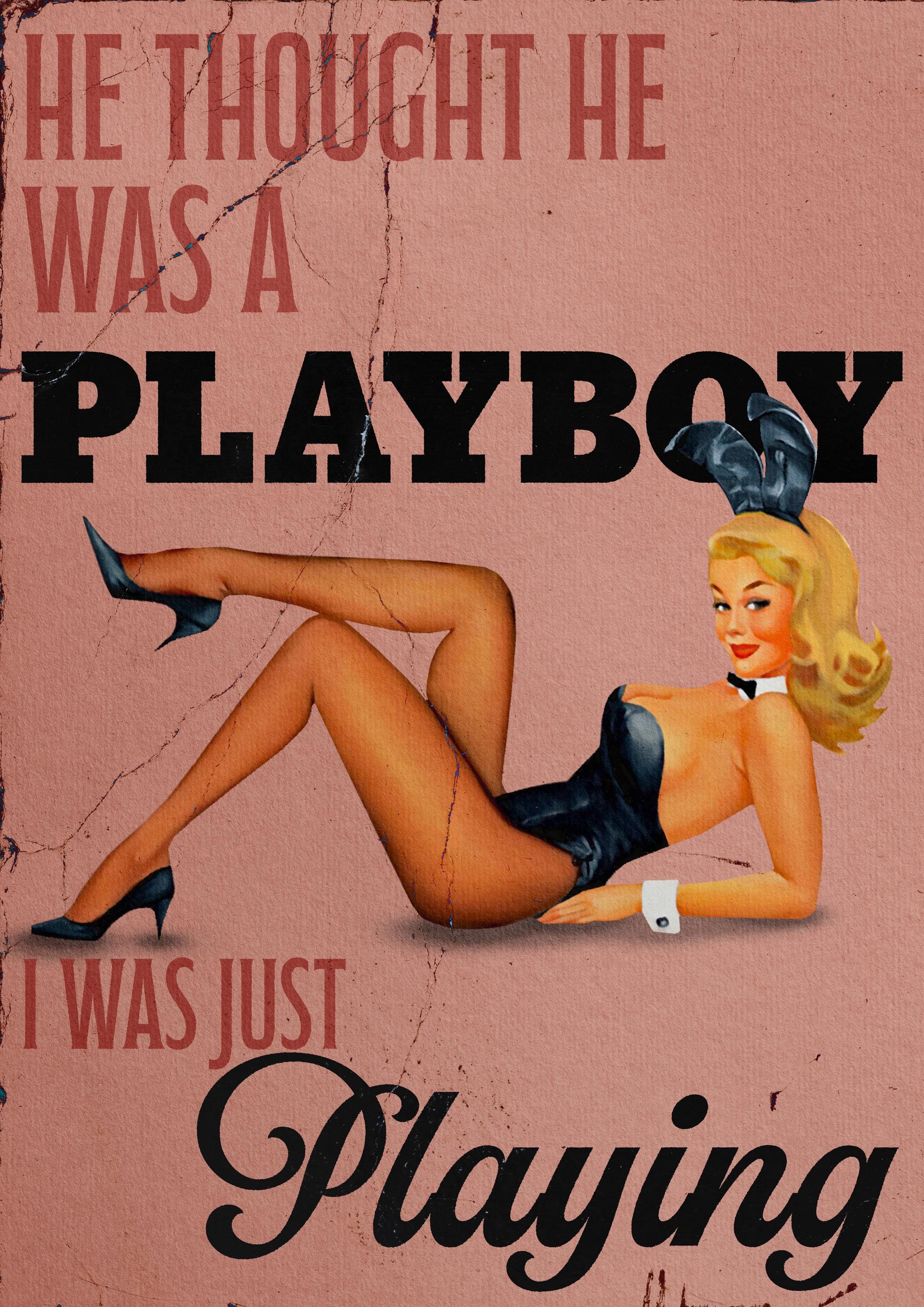 Just Playing Print | Funny Vintage Wall Art | Retro Pin-Up Poster | Sarcastic Quote Art | Playboy Print | Vintage Graphic Art