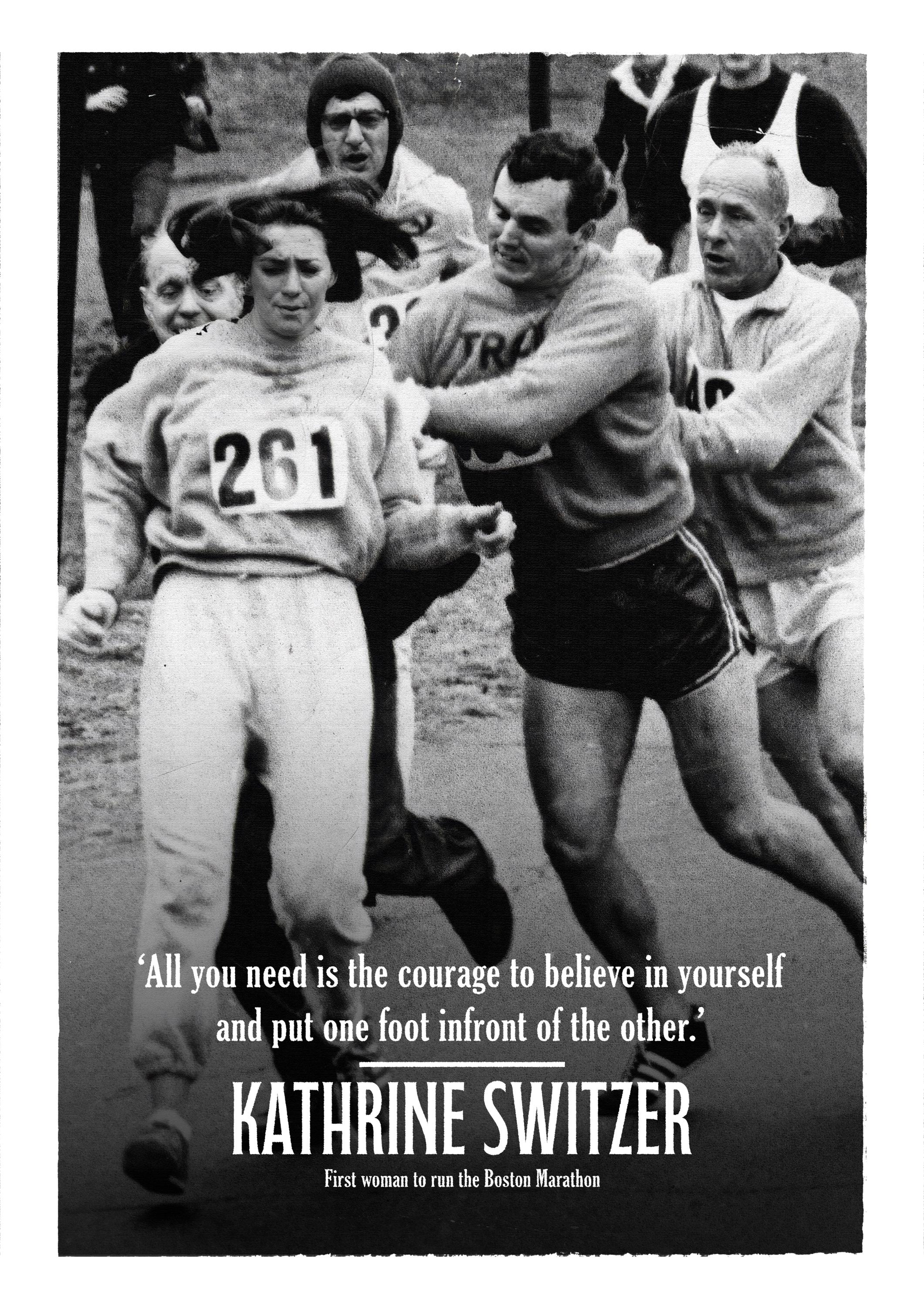 Kathrine Switzer Boston Marathon 1967 Print — Women's Running History Poster, Feminist Wall Art, Inspirational Gift for Runners