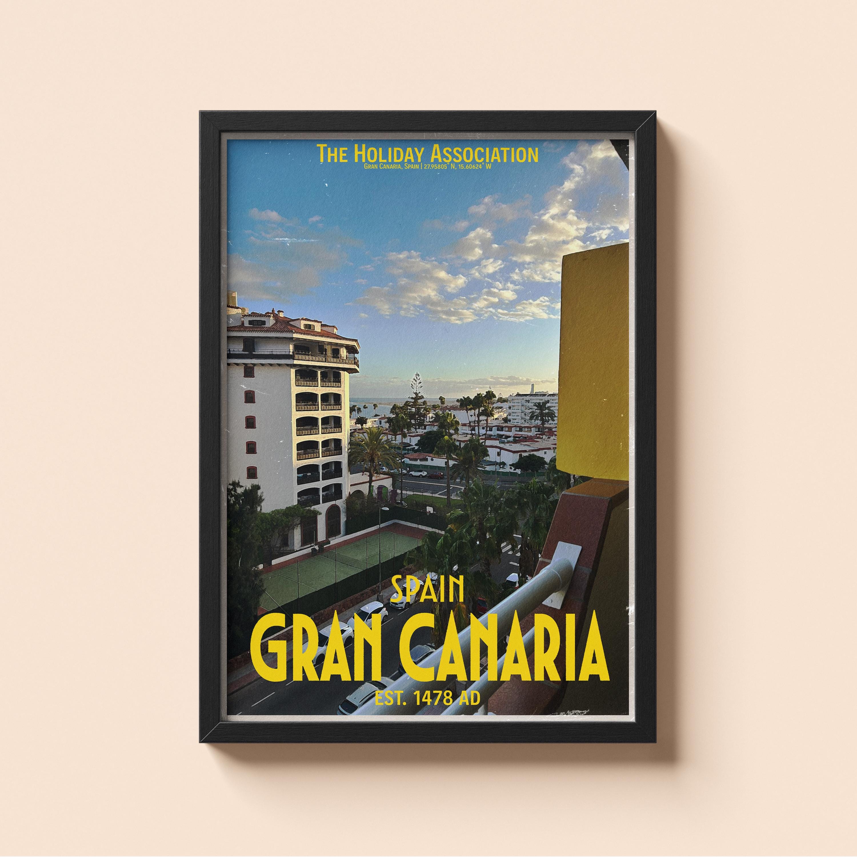 Gran Canaria Holiday Poster | Travel Wall Art | Vintage Holiday Print | Summer Vacation Poster | Retro Spanish Poster