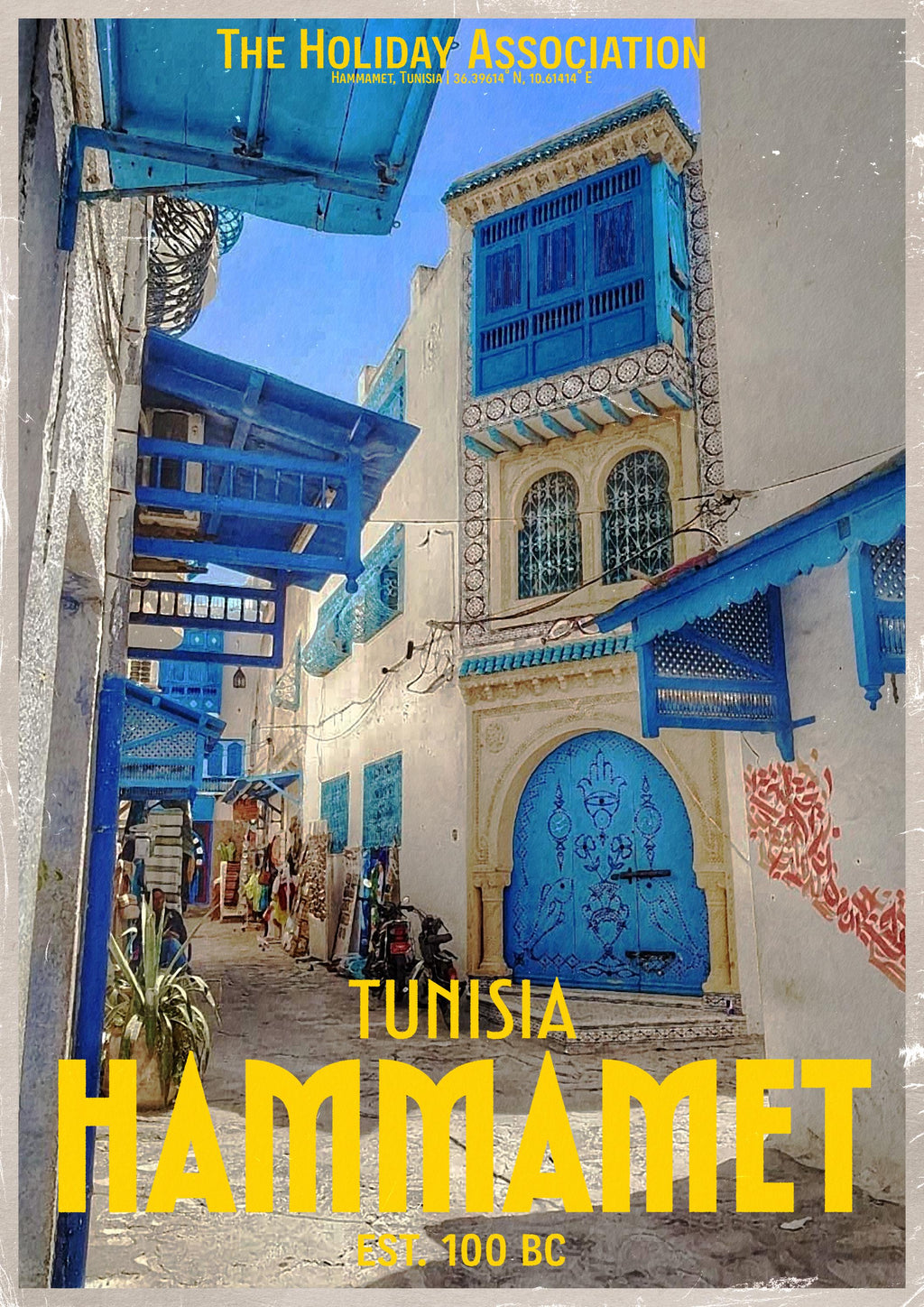 Hammamet Holiday Poster | Travel Wall Art | Vintage Holiday Print | Summer Vacation Poster | Retro Tunisian Poster