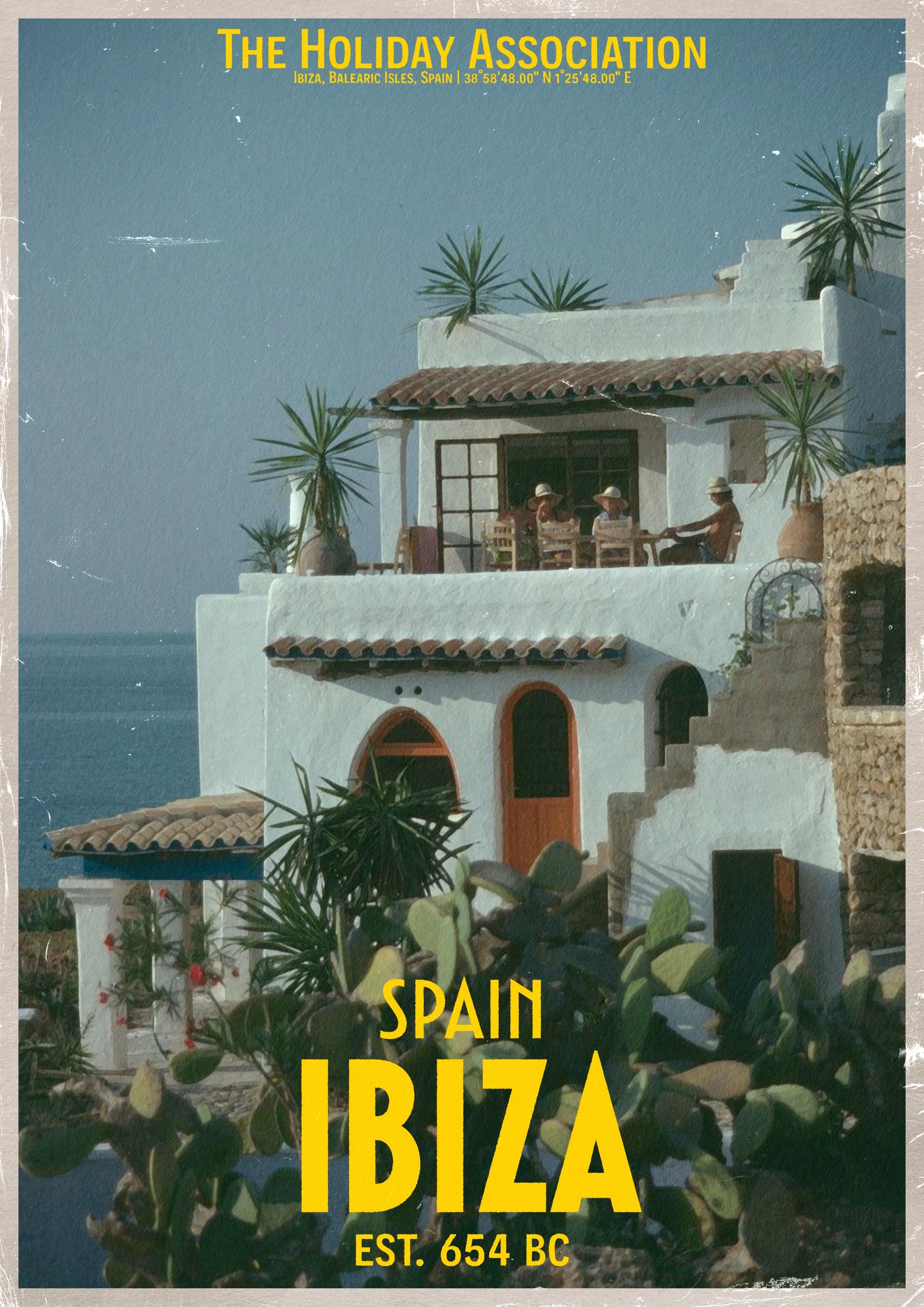 Ibiza Holiday Poster | Travel Wall Art | Vintage Holiday Print | Summer Vacation Poster | Retro Spanish Poster