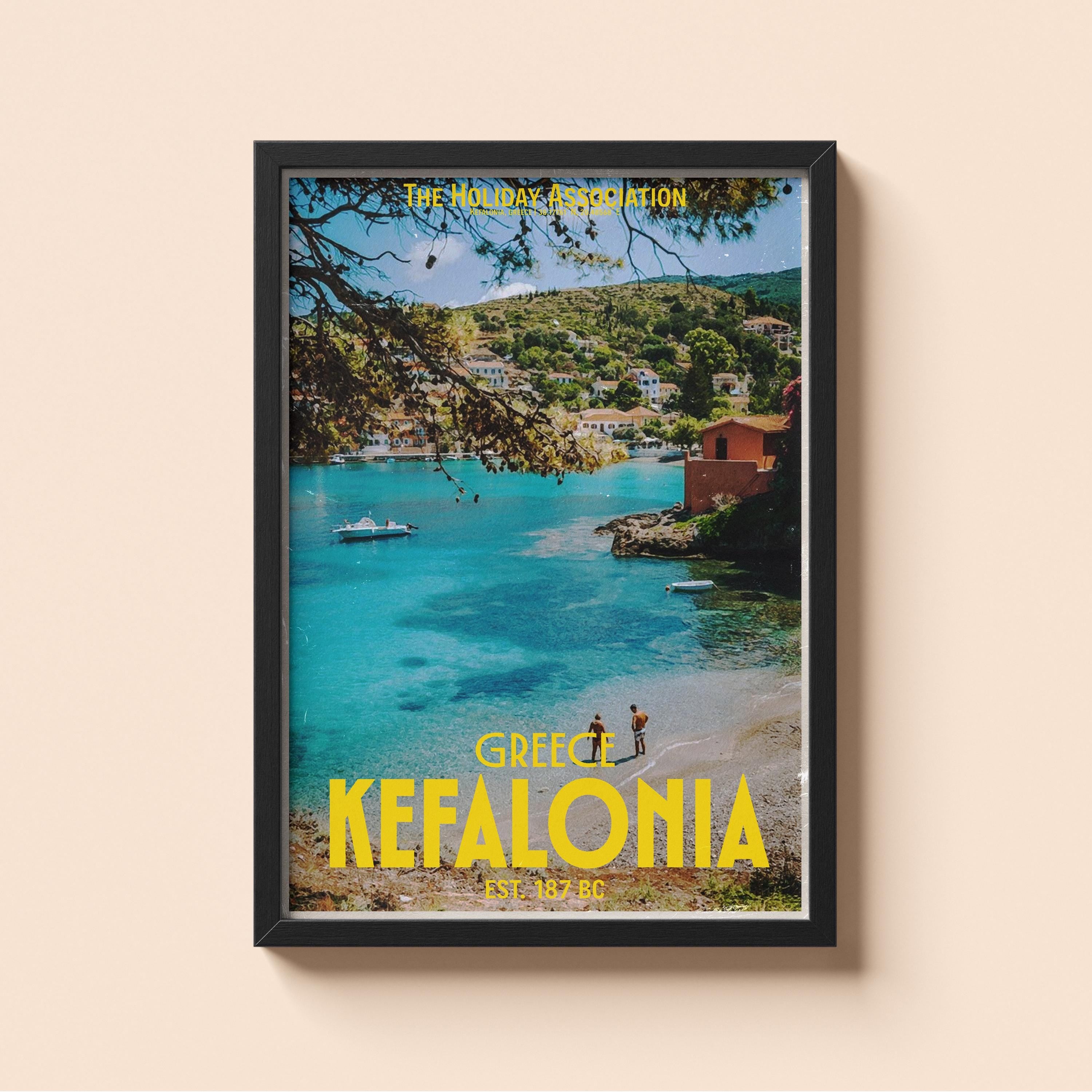 Kefalonia Holiday Poster | Travel Wall Art | Vintage Holiday Print | Summer Vacation Poster | Retro Greek Poster