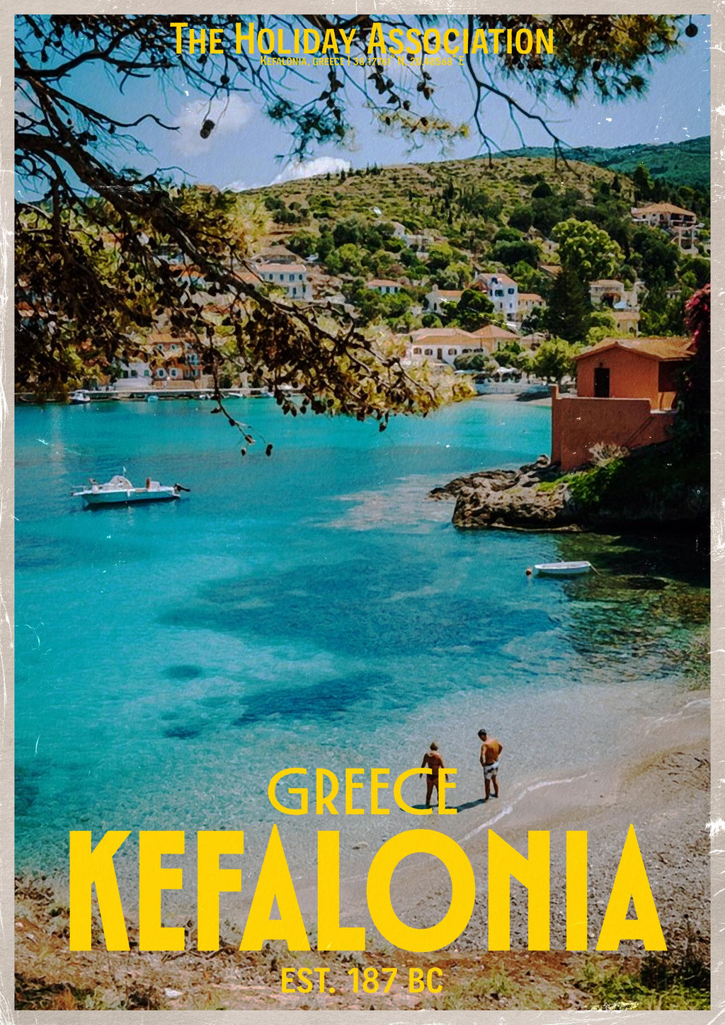 Kefalonia Holiday Poster | Travel Wall Art | Vintage Holiday Print | Summer Vacation Poster | Retro Greek Poster