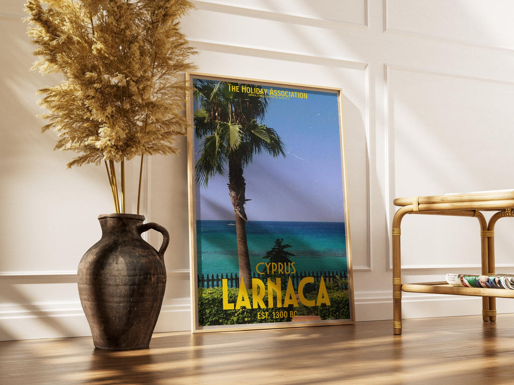 Larnaca Holiday Poster | Travel Wall Art | Vintage Holiday Print | Summer Vacation Poster | Retro Cypriot Poster