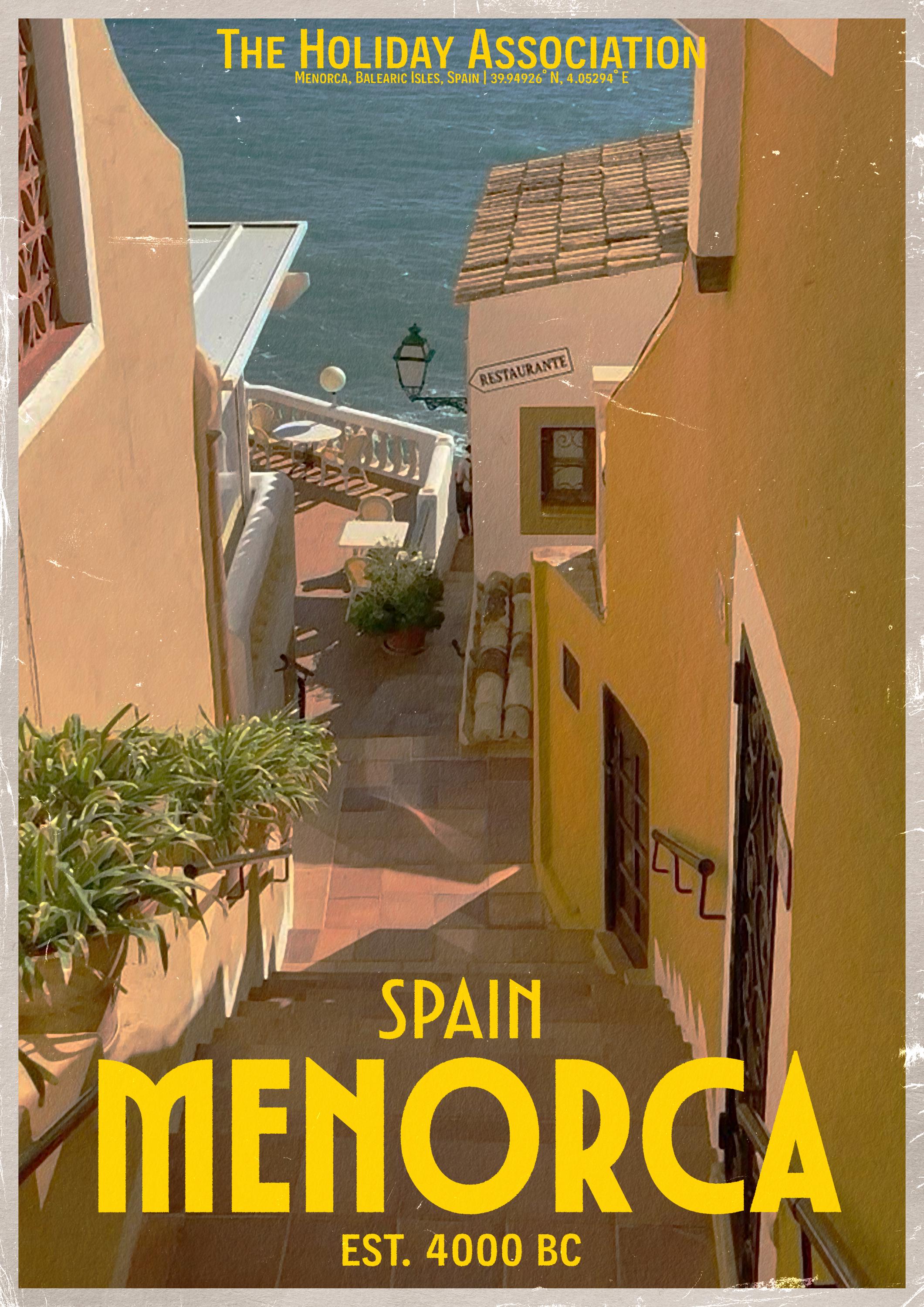 Menorca Holiday Poster | Travel Wall Art | Vintage Holiday Print | Summer Vacation Poster | Retro Spanish Poster