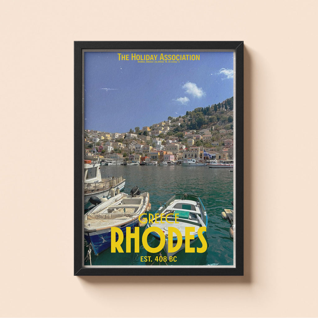 Rhodes Holiday Poster | Travel Wall Art | Vintage Holiday Print | Summer Vacation Poster | Retro Greek Poster