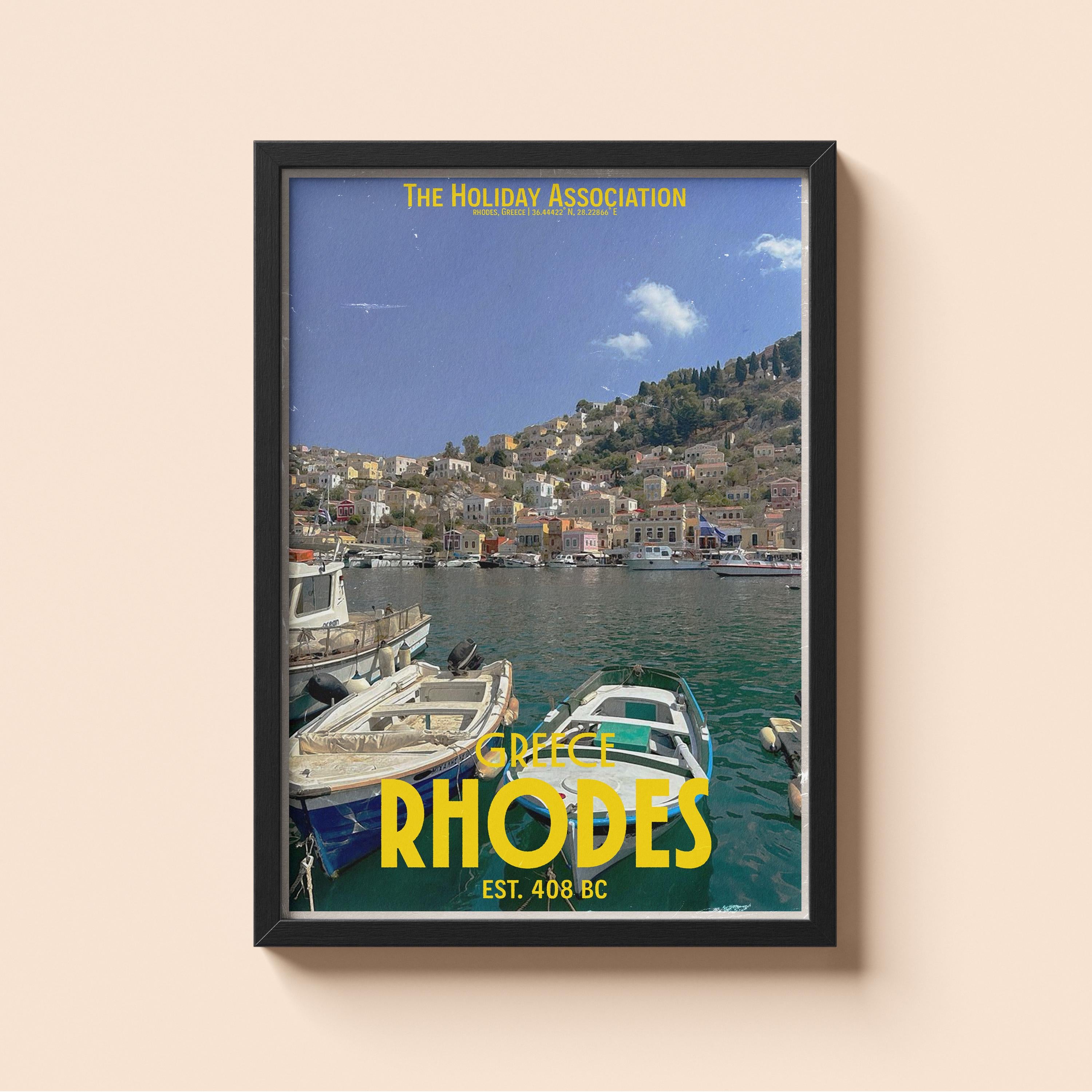 Rhodes Holiday Poster | Travel Wall Art | Vintage Holiday Print | Summer Vacation Poster | Retro Greek Poster