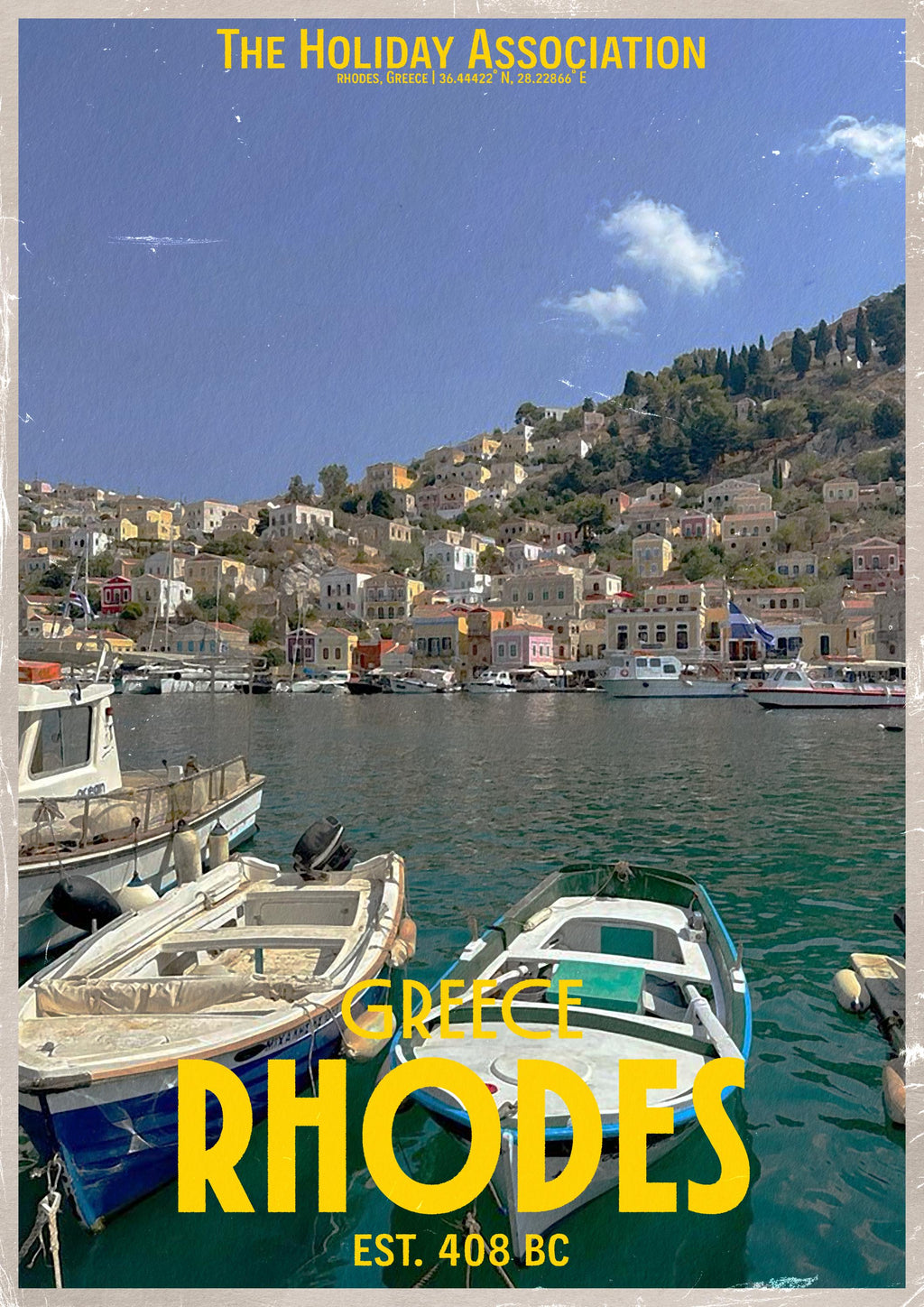Rhodes Holiday Poster | Travel Wall Art | Vintage Holiday Print | Summer Vacation Poster | Retro Greek Poster