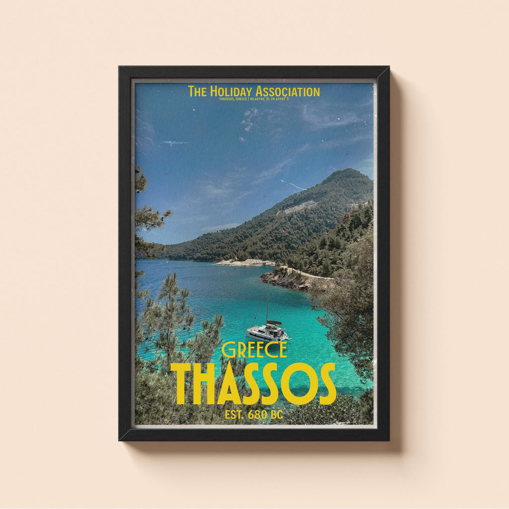 Thassos Holiday Poster | Travel Wall Art | Vintage Holiday Print | Summer Vacation Poster | Retro Greek Poster