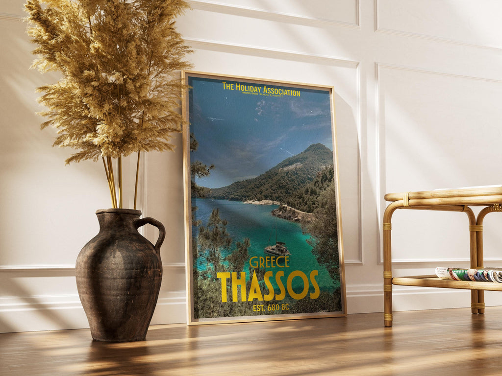 Thassos Holiday Poster | Travel Wall Art | Vintage Holiday Print | Summer Vacation Poster | Retro Greek Poster