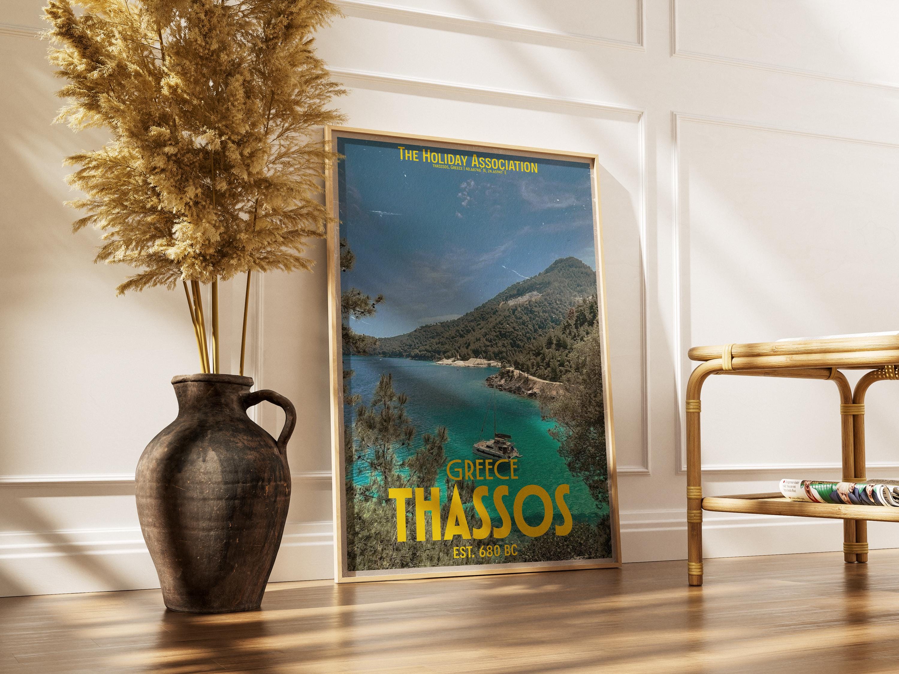 Thassos Holiday Poster | Travel Wall Art | Vintage Holiday Print | Summer Vacation Poster | Retro Greek Poster
