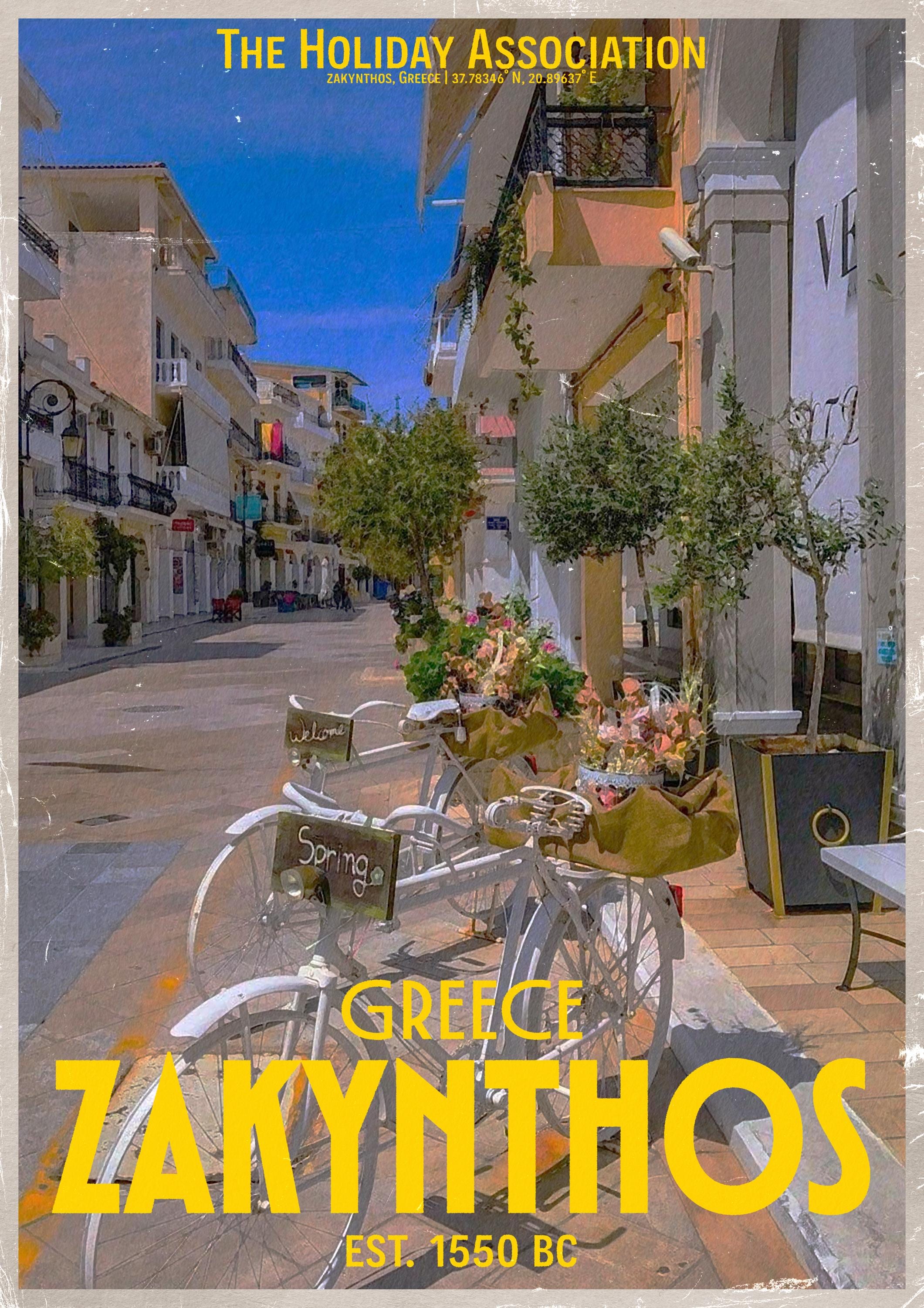 Zante Holiday Poster | Travel Wall Art | Vintage Holiday Print | Summer Vacation Poster | Retro Greek Poster