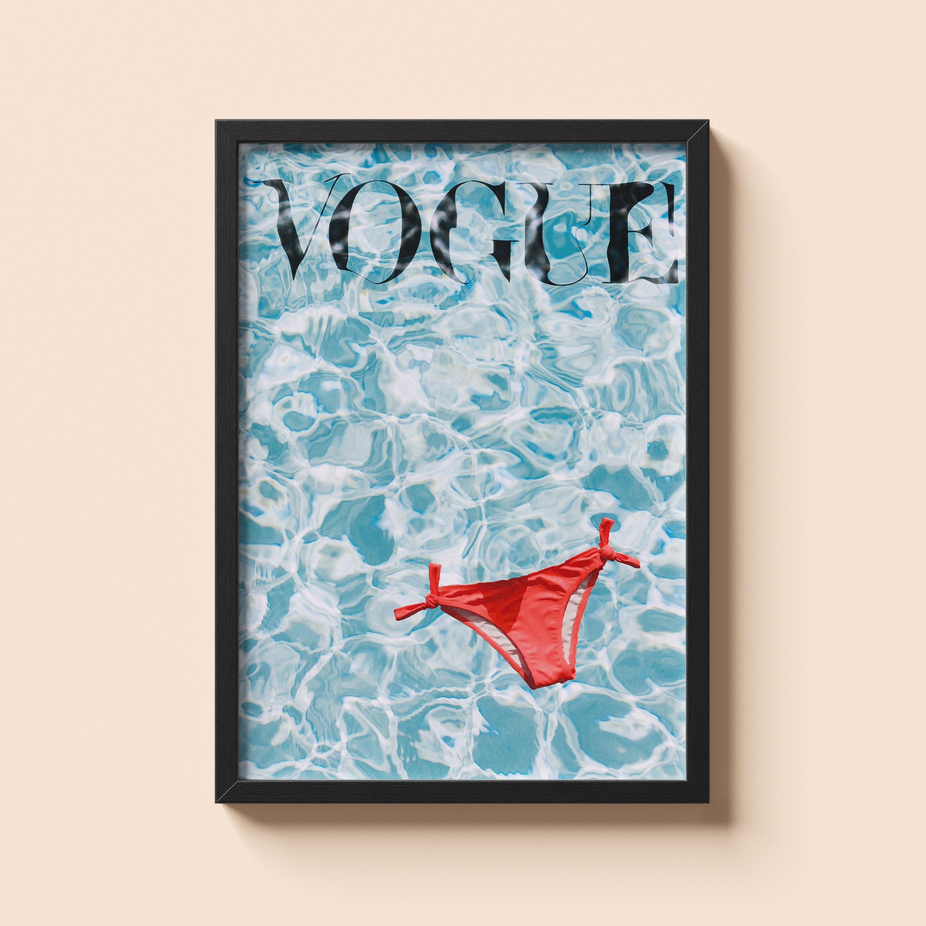 Bikini in the Pool Minimalist Magazine Print | Old Money Poster | Vintage Vogue Poster