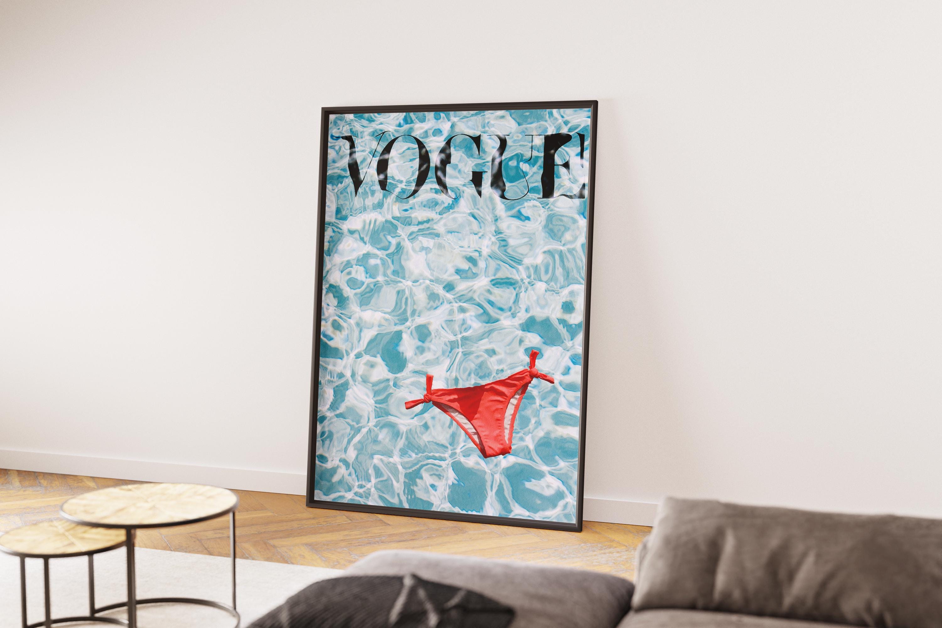 Bikini in the Pool Minimalist Magazine Print | Old Money Poster | Vintage Vogue Poster