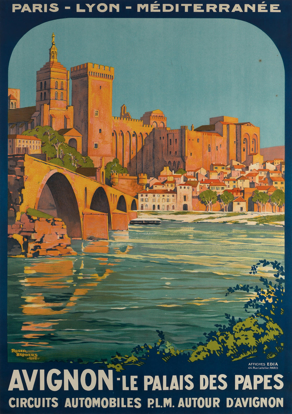 "Avignon – Le Palais des Papes" by Roger Broders, PLM Railway (1929) - Classic Vintage Travel Poster TheHistoryPrint