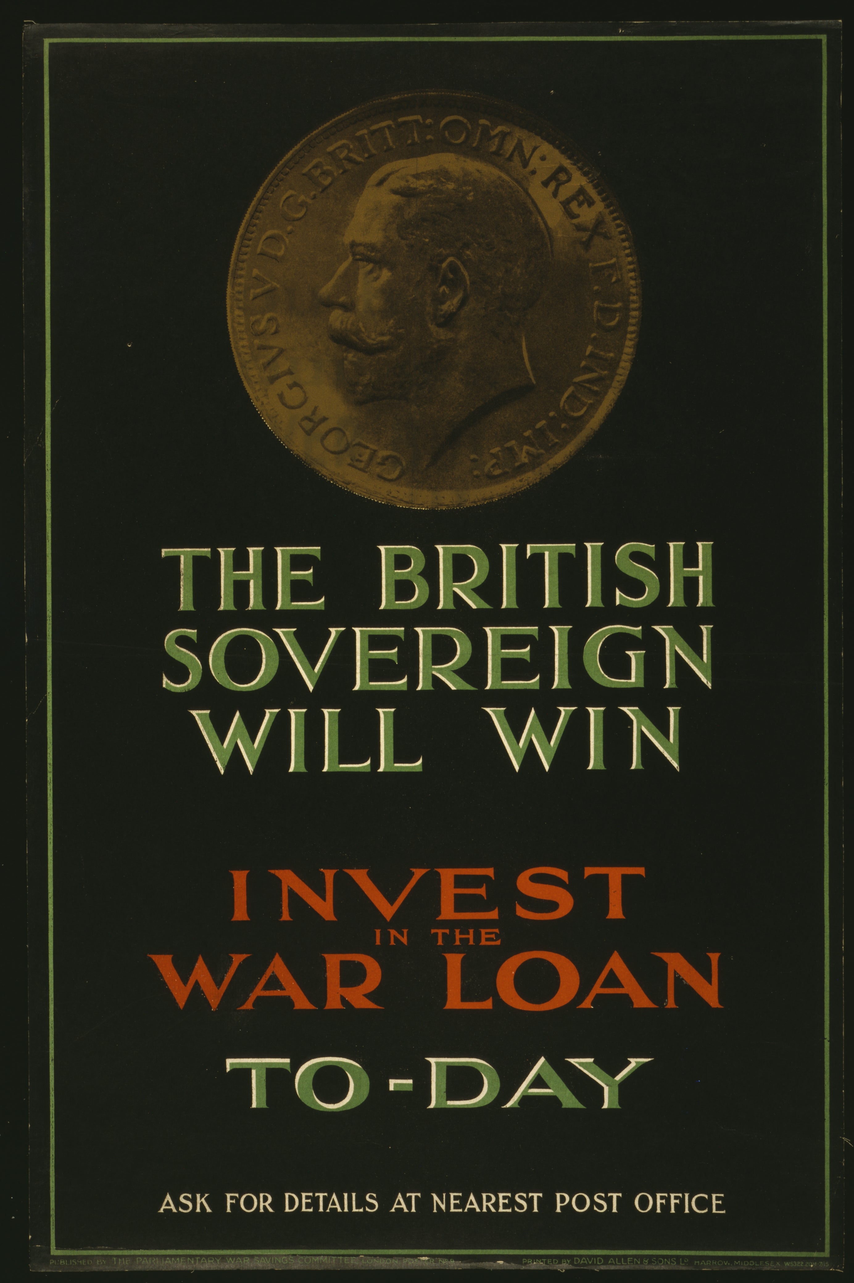 "The British Sovereign Will Win – Invest in the War Loan" (WWI) - Classic War Poster TheHistoryPrint