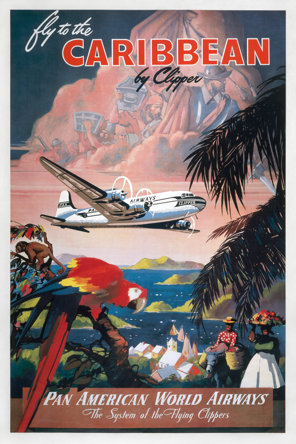 "Caribbean Pan American" - Classic Airline Posters TheHistoryPrint