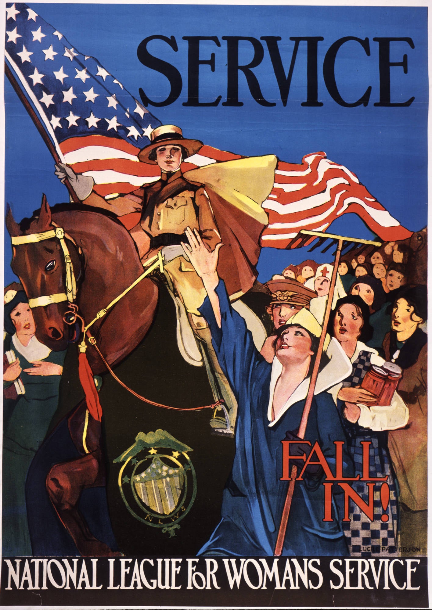 "National League for Women's Service" - WW1 American Women's War Service Poster TheHistoryPrint