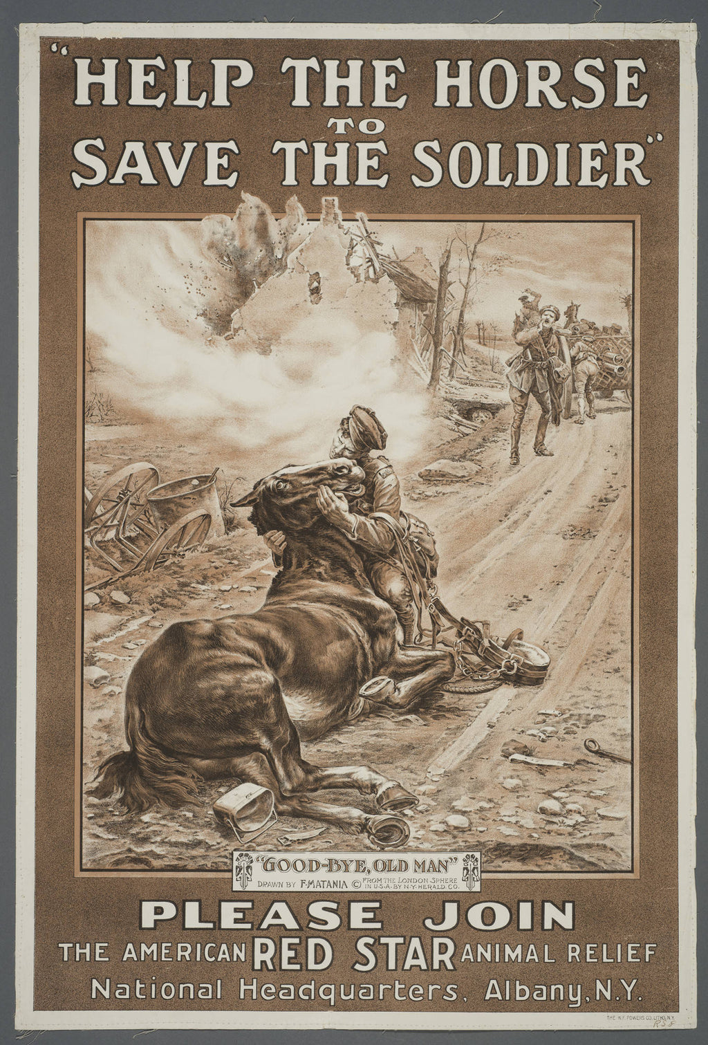 "Help the Horse Save the Soldier" - WW1 American Animal Relief Poster (Version 2) TheHistoryPrint