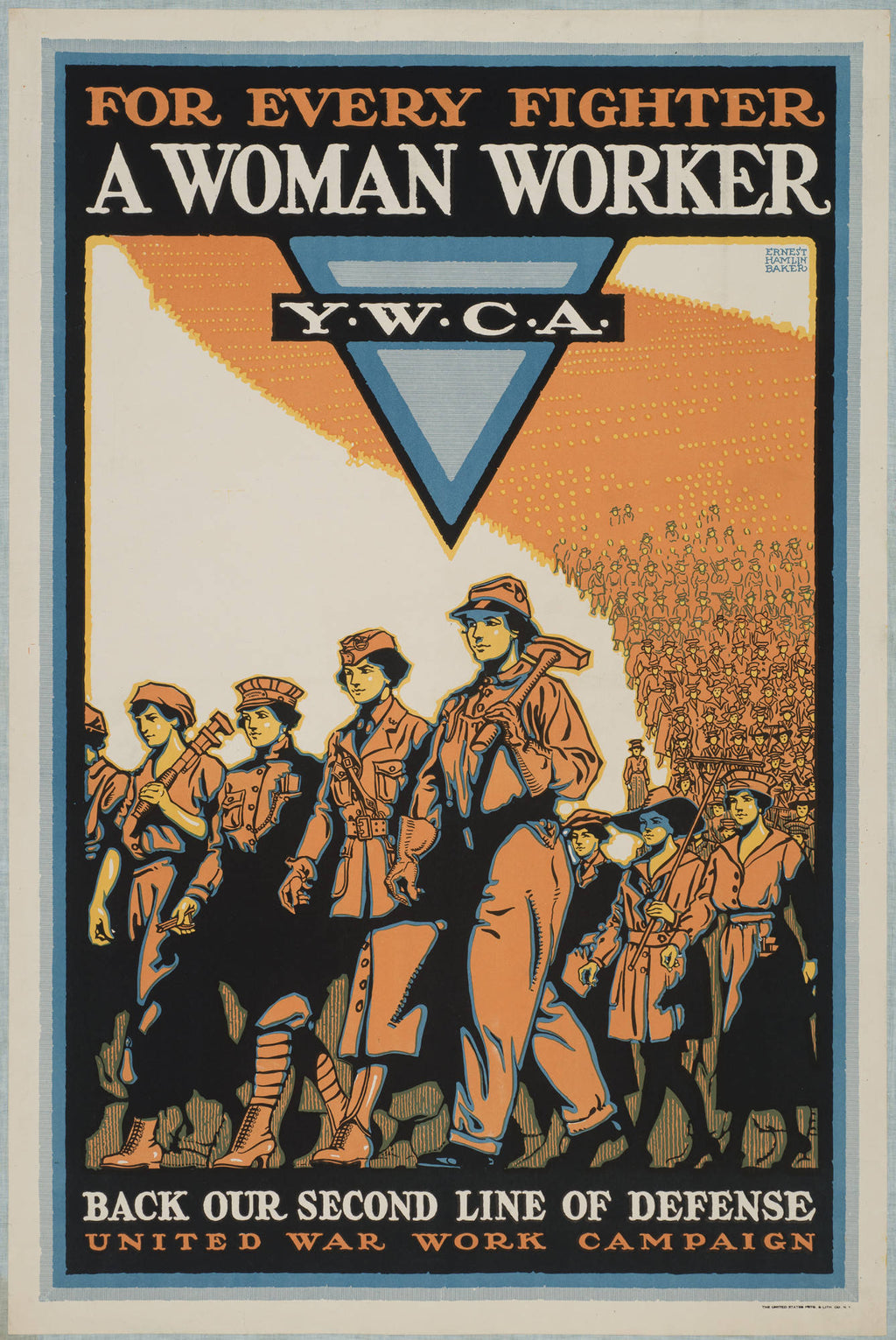 "For Every Fighter A Woman Worker" - WW1 YWCA War Work Campaign Poster TheHistoryPrint