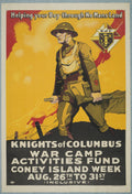 "Knights of Columbus — Camp Activities Fund" - WW1 Charity Fundraising Poster TheHistoryPrint