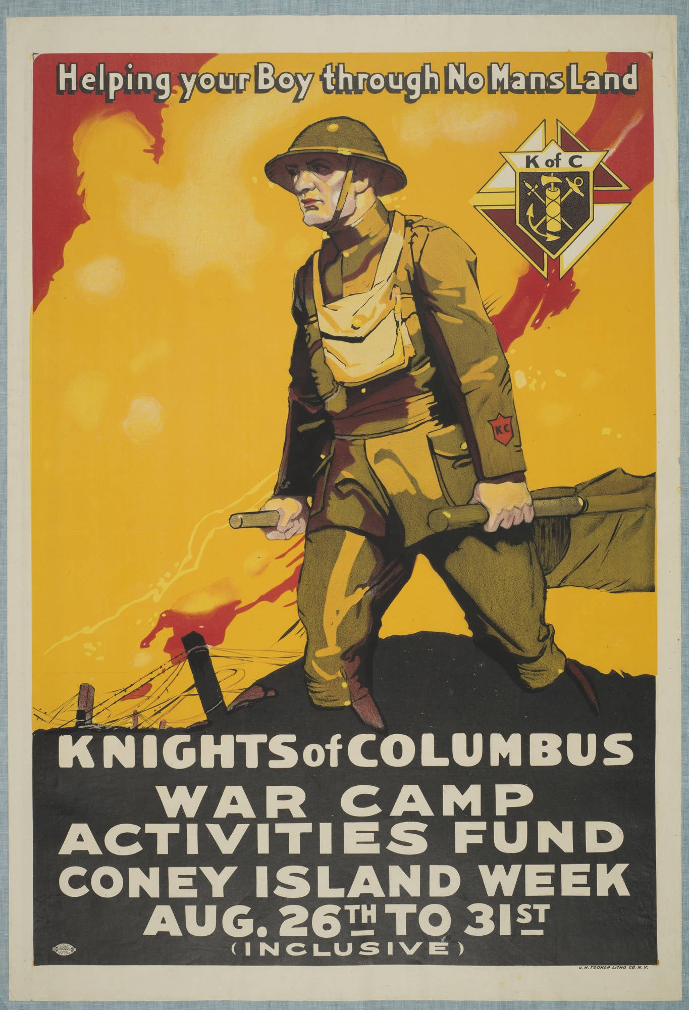 "Knights of Columbus — Camp Activities Fund" - WW1 Charity Fundraising Poster TheHistoryPrint
