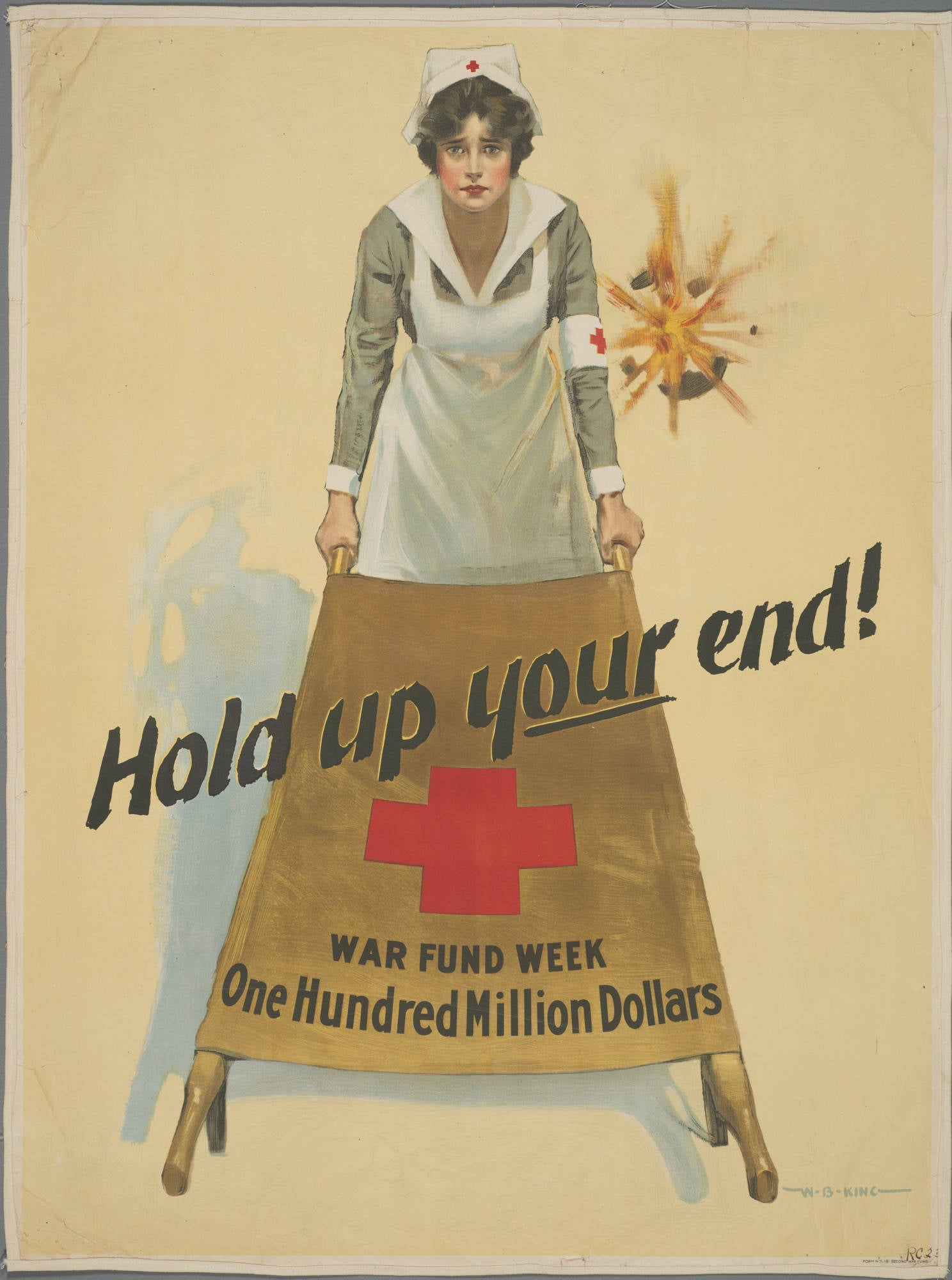 "Hold Up Your End!" Red Cross War Fund Week (WWI) - Classic War Poster TheHistoryPrint