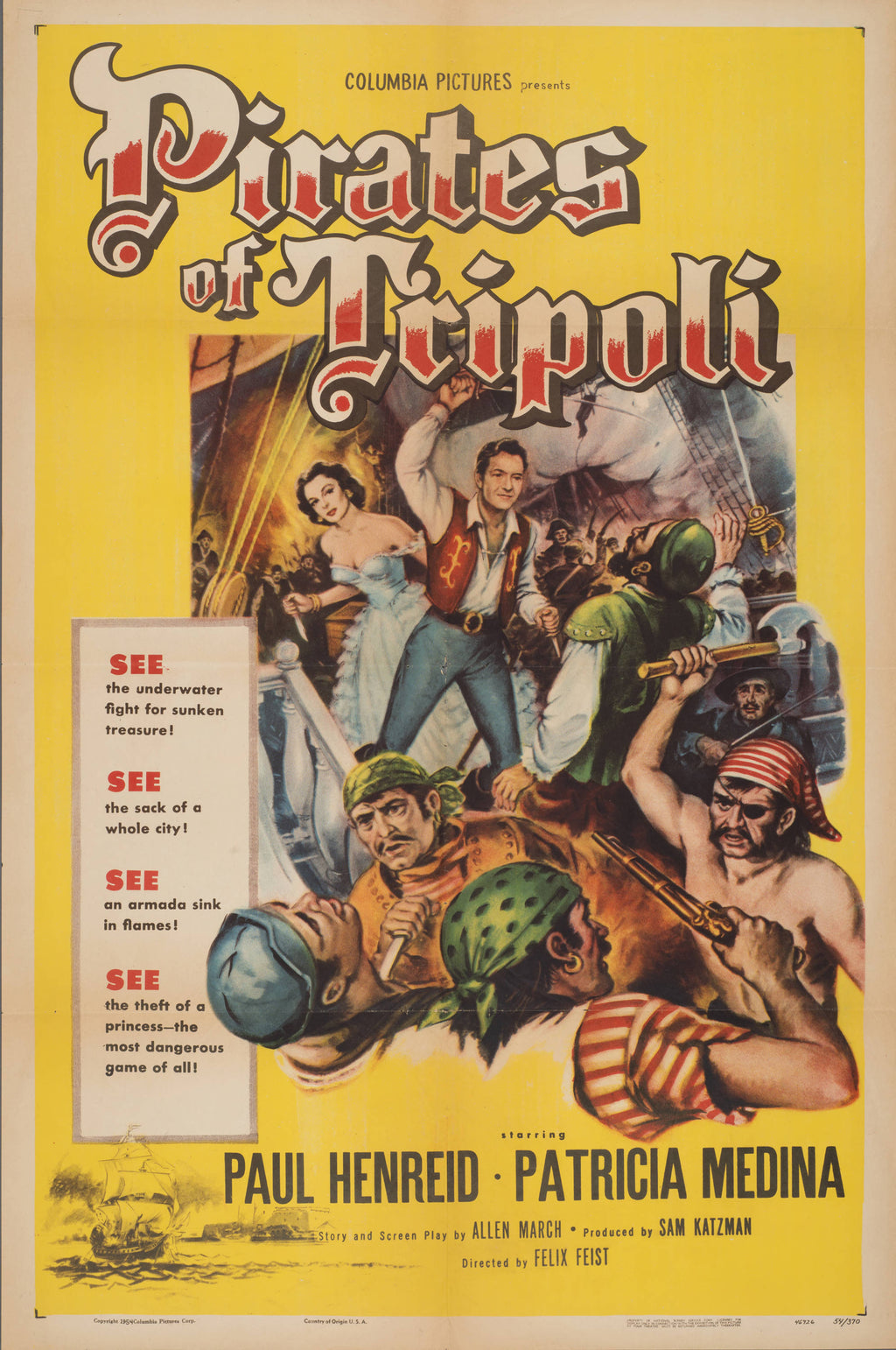 "Pirates of Tripoli" (1955) - Classic Movie Poster TheHistoryPrint