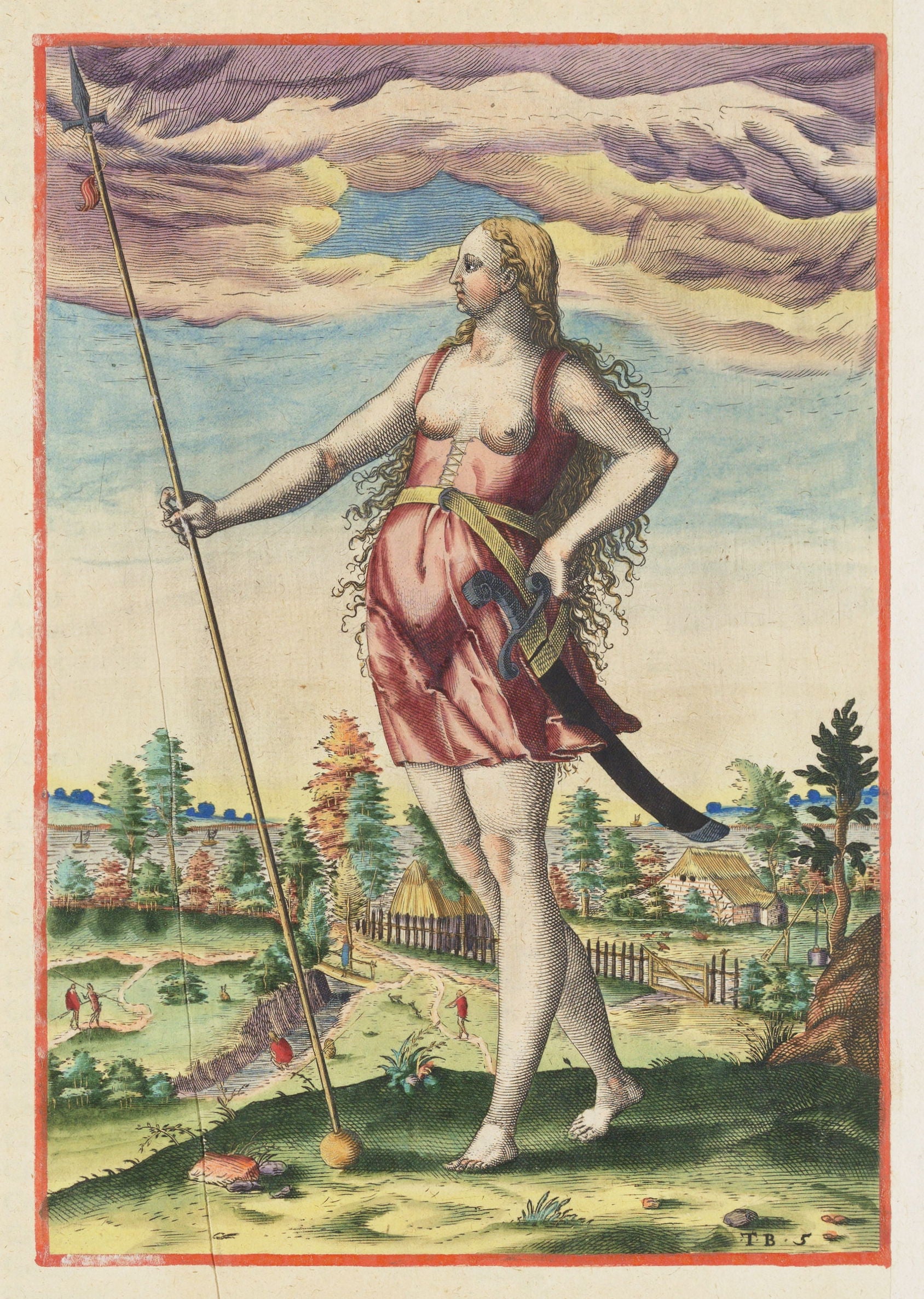 Ancient British Woman Warrior – After John White, Engraved by Theodore de Bry (1590) - Classic Historical Fine Art Print TheHistoryPrint