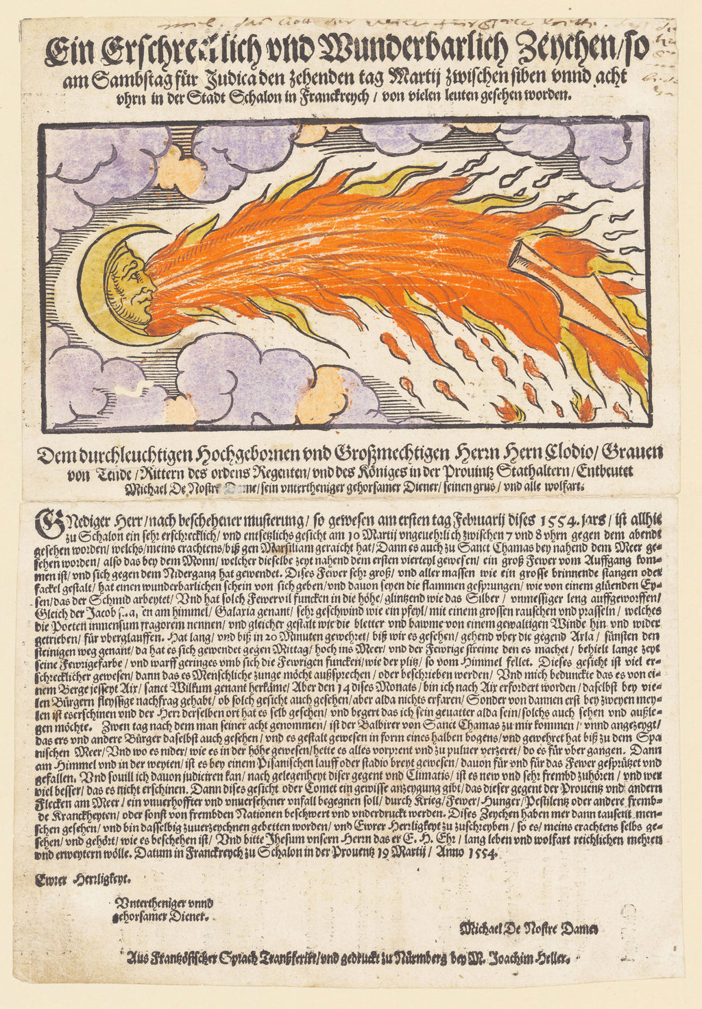 "Ein Erschrecklich und Wunderbarlich Zeichen" – Michael de Nostre Dame, 1554 - Classic Historical Broadsheet Print TheHistoryPrint